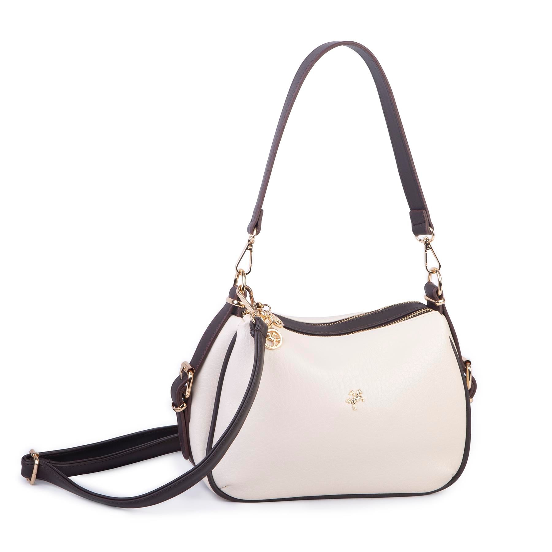 Nas Bag Kadın Omuz ve Çapraz Çanta Çok Gözlü Şık Tasarım (28x18 cm) Krem Kahve Victoria