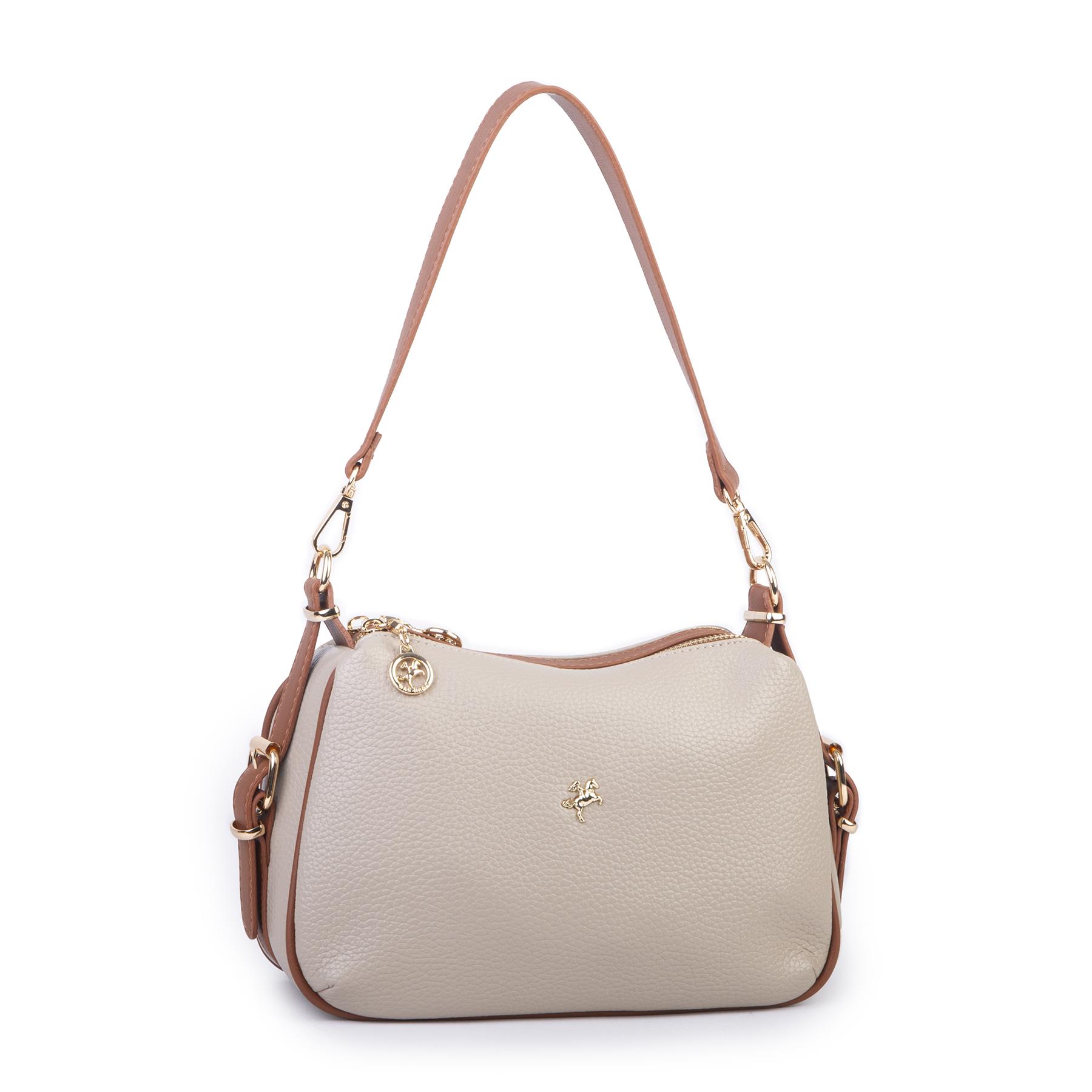 Nas Bag Kadın Omuz ve Çapraz Çanta Çok Gözlü Şık Tasarım (28x18 cm) Kum Taba  Lopez