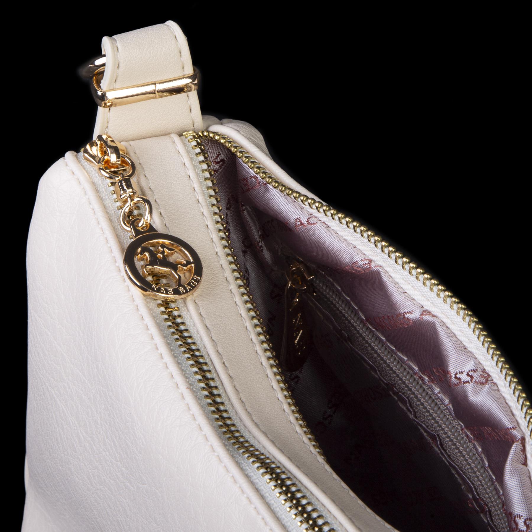 Nas Bag Kadın Omuz ve Çapraz Çanta Çok Gözlü Şık Tasarım (28x18 cm) Krem Victoria