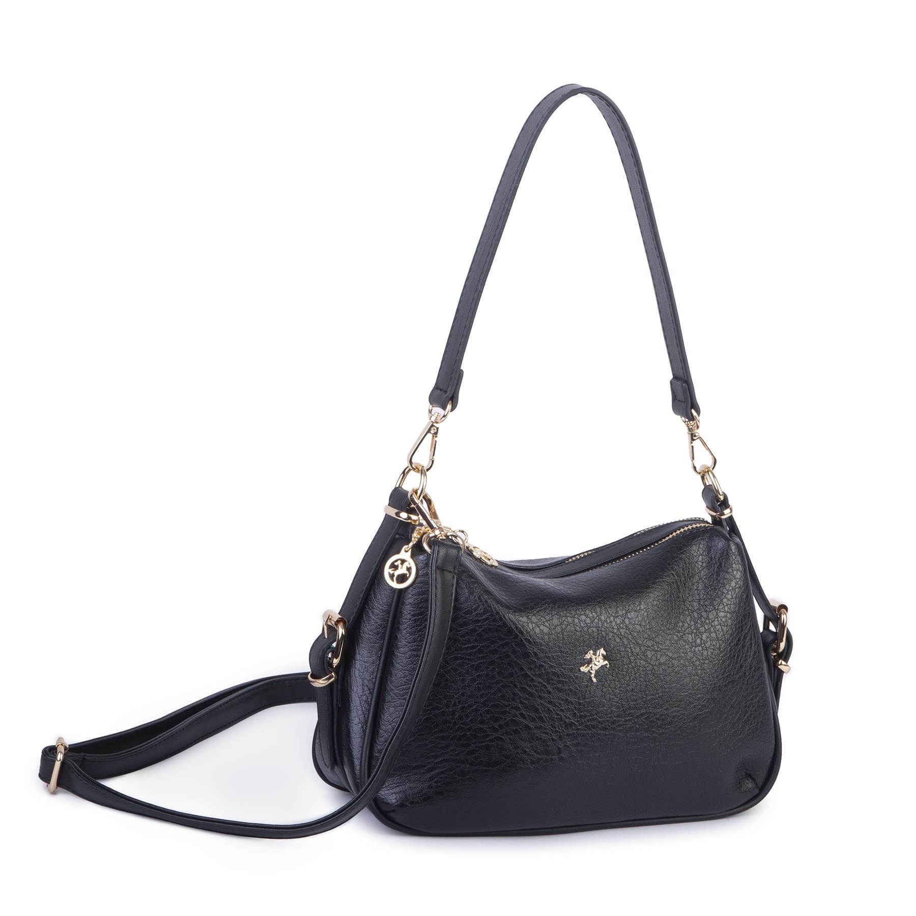 Nas Bag Kadın Omuz ve Çapraz Çanta Çok Gözlü Şık Tasarım (28x18 cm) Siyah Victoria
