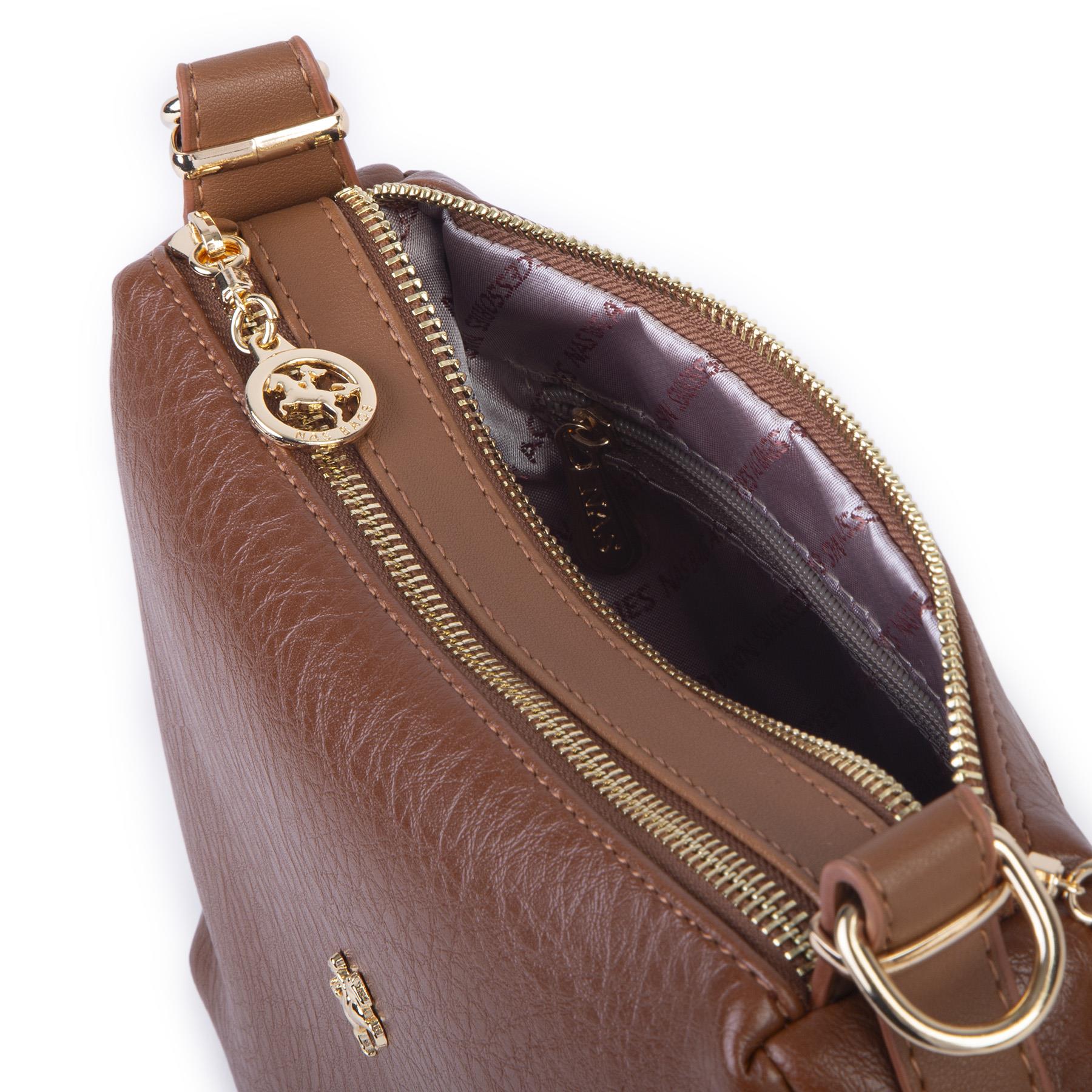 Nas Bag Kadın Omuz ve Çapraz Çanta Çok Gözlü Şık Tasarım (28x18 cm) Taba Victoria