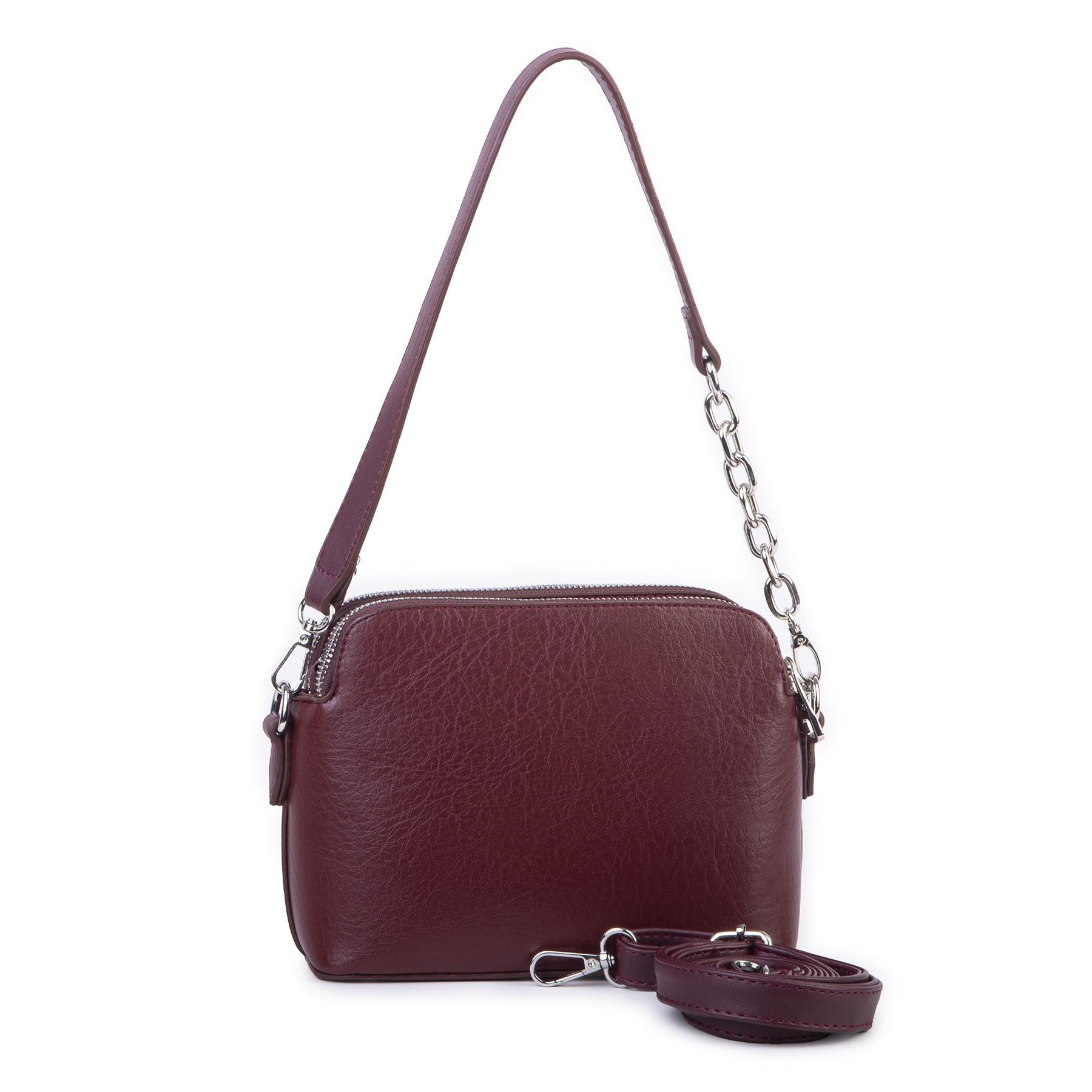 Nas Bag Kadın Omuz ve Çapraz Zincirli ve Uzun Çift Askılı (20x15 cm) Bordo Victoria