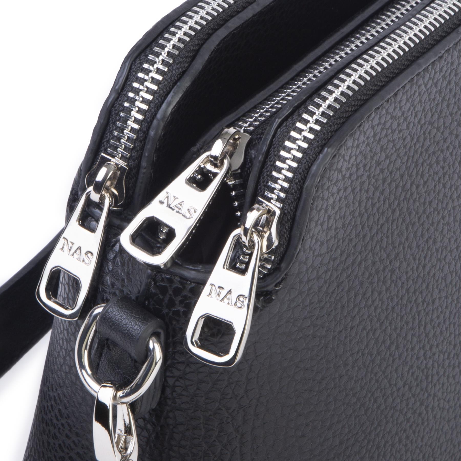 Nas Bag Kadın Omuz ve Çapraz Zincirli ve Uzun Çift Askılı (20x15 cm) Siyah Lopez