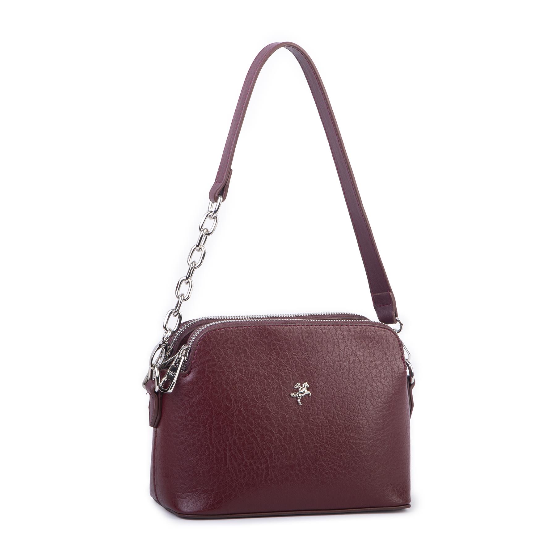 Nas Bag Kadın Omuz ve Çapraz Zincirli ve Uzun Çift Askılı (20x15 cm) Bordo Victoria