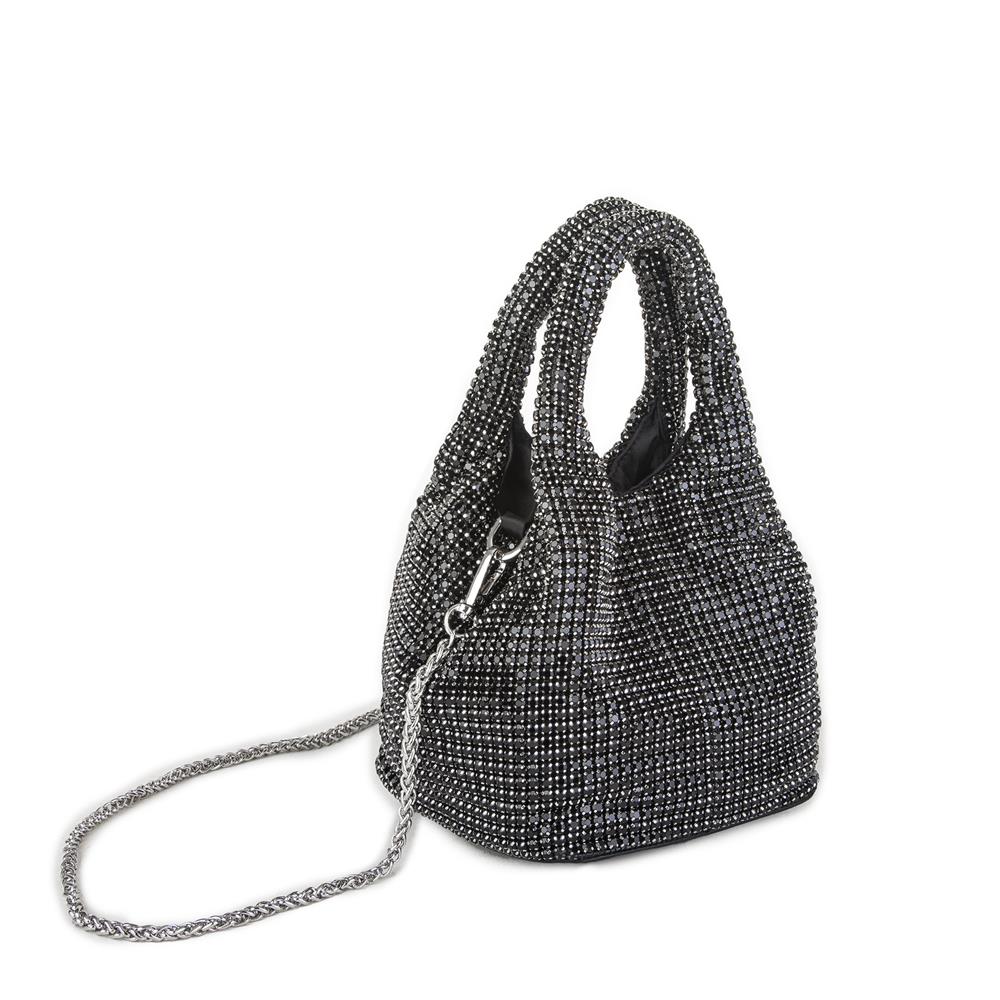 Nas Bag Kadın Çapraz  ve El Çantası Siyah White Diamond Siyah Taşlı Şık  Askılı Çanta