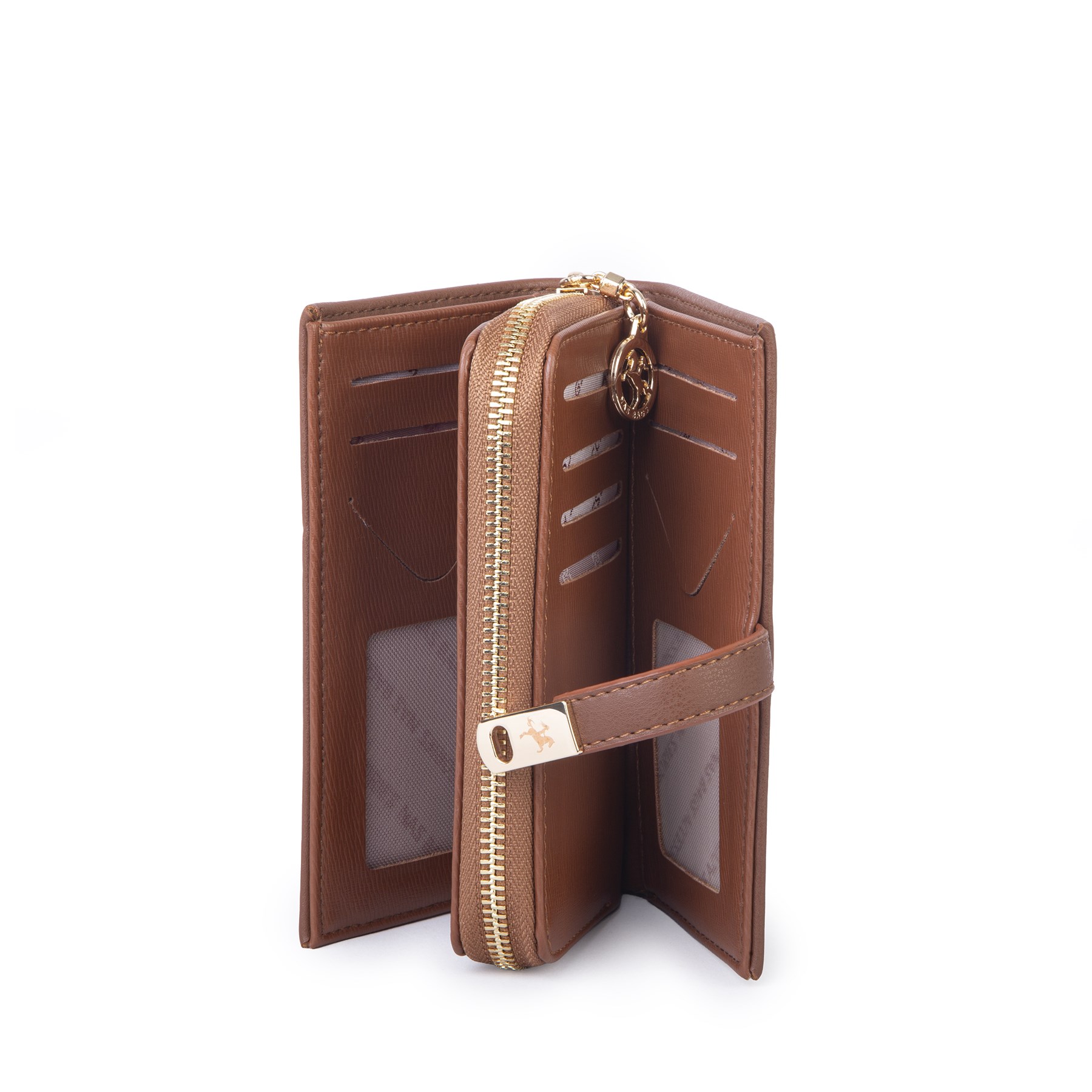 Nas Bag Kadın Orta Boy Kartlık Kağıt Para ve Bozuk Para Tasarımına Sahip Taba Dona [16x9 cm]