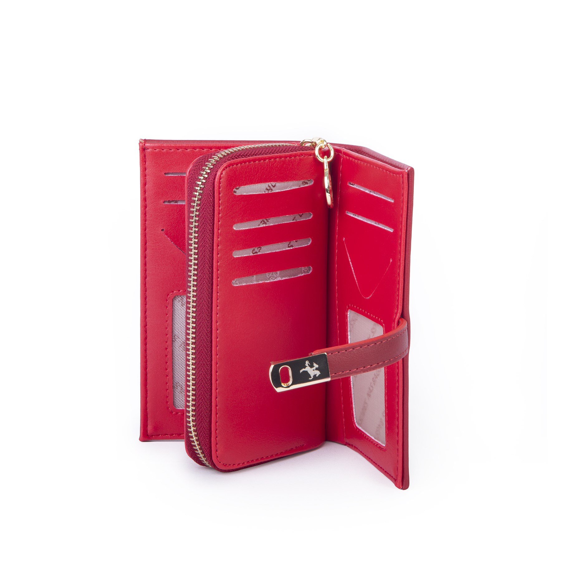 Nas Bag Kadın Orta Boy Kartlık Kağıt Para ve Bozuk Para Tasarımına Sahip Kırmızı Dona [16x9 cm]