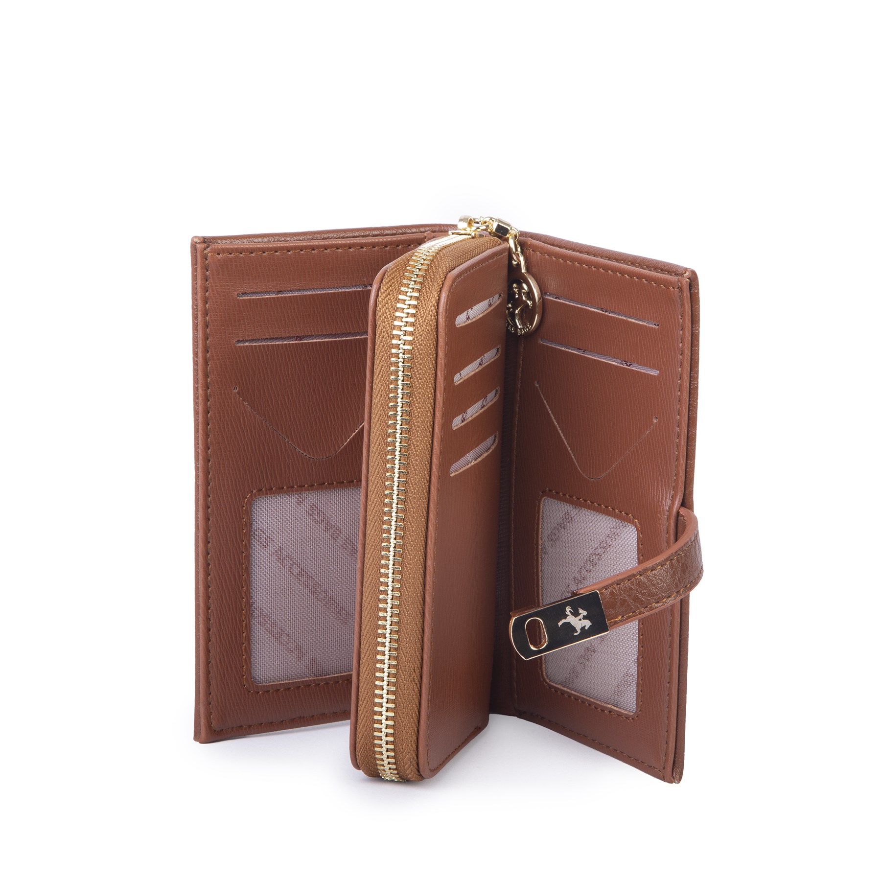 Nas Bag Kadın Orta Boy Kartlık Kağıt Para ve Bozuk Para Tasarımına Sahip Taba Victoria [16x9 cm]