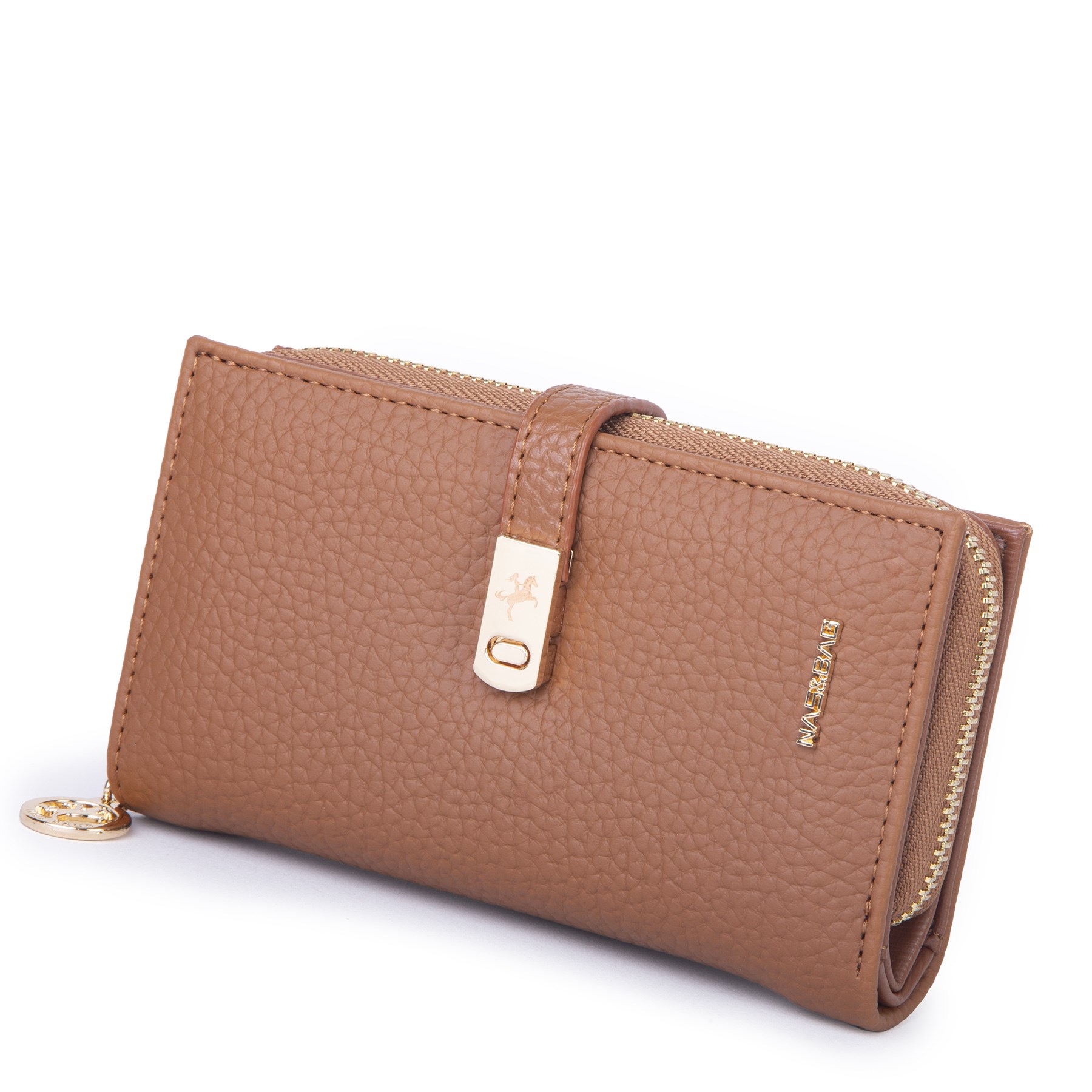 Nas Bag Kadın Orta Boy Kartlık Kağıt Para ve Bozuk Para Tasarımına Sahip Taba Lopez [16x9 cm]