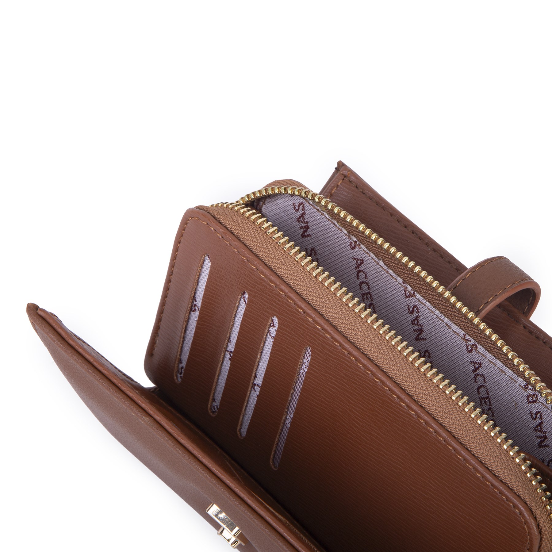 Nas Bag Kadın Orta Boy Kartlık Kağıt Para ve Bozuk Para Tasarımına Sahip Taba Dona [16x9 cm]