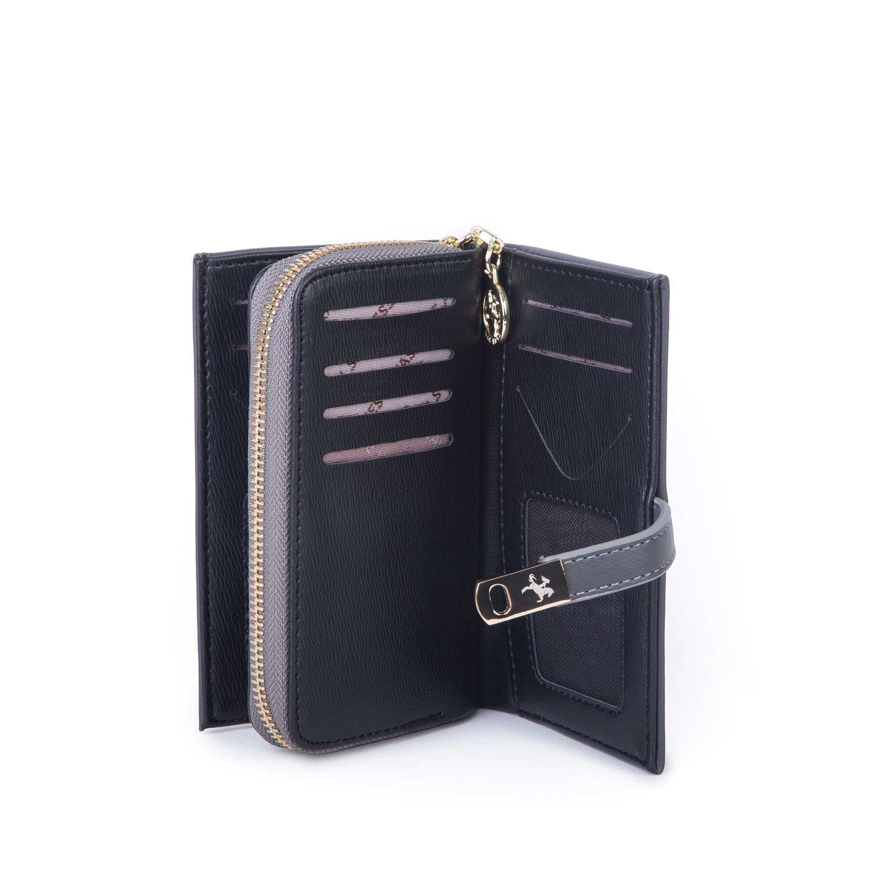 Nas Bag Kadın Orta Boy Kartlık Kağıt Para ve Bozuk Para Tasarımına Sahip Gri Dona [16x9 cm]