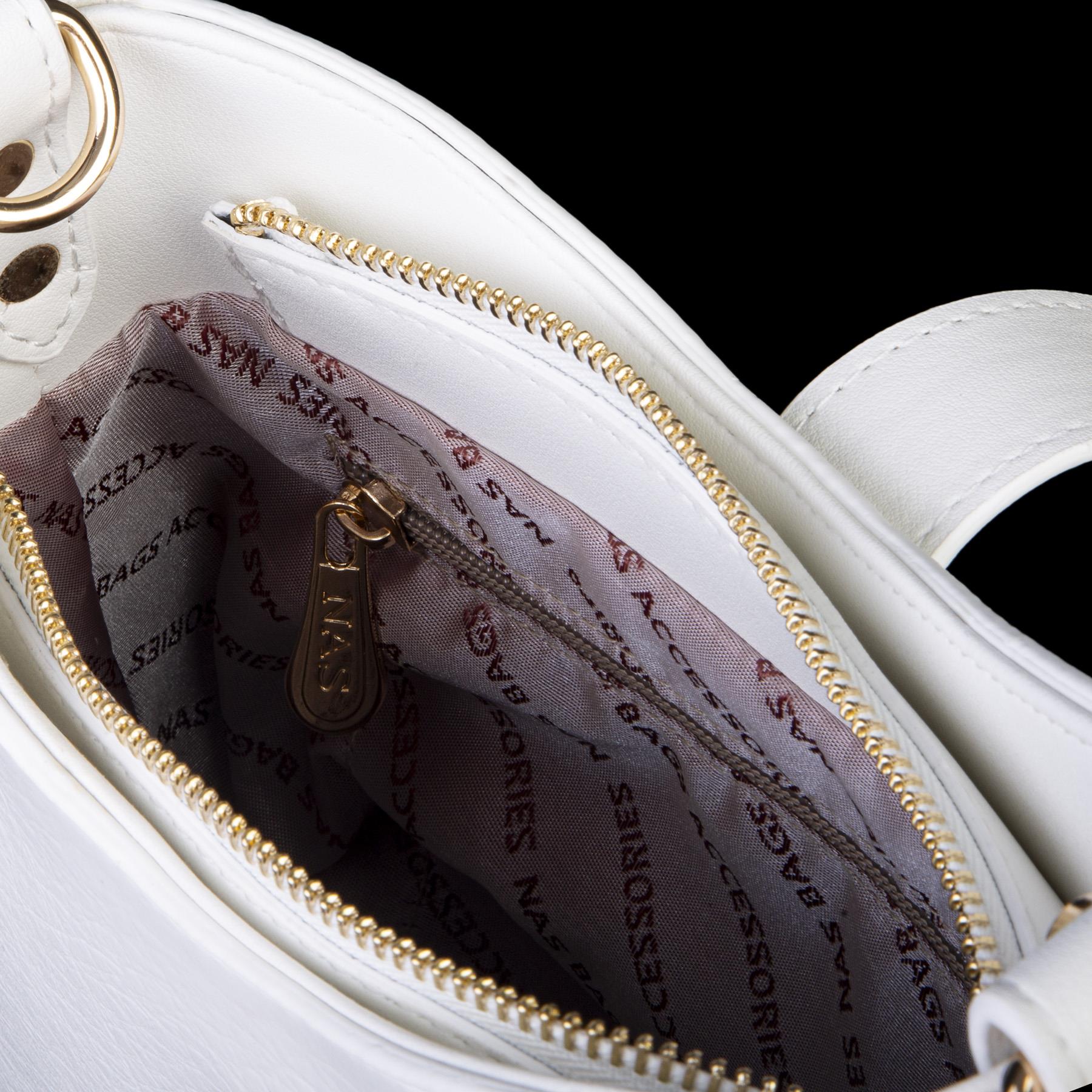 Nas Bag Kadın Oval Omuz ve Çapraz Çanta Beyaz  Victoria