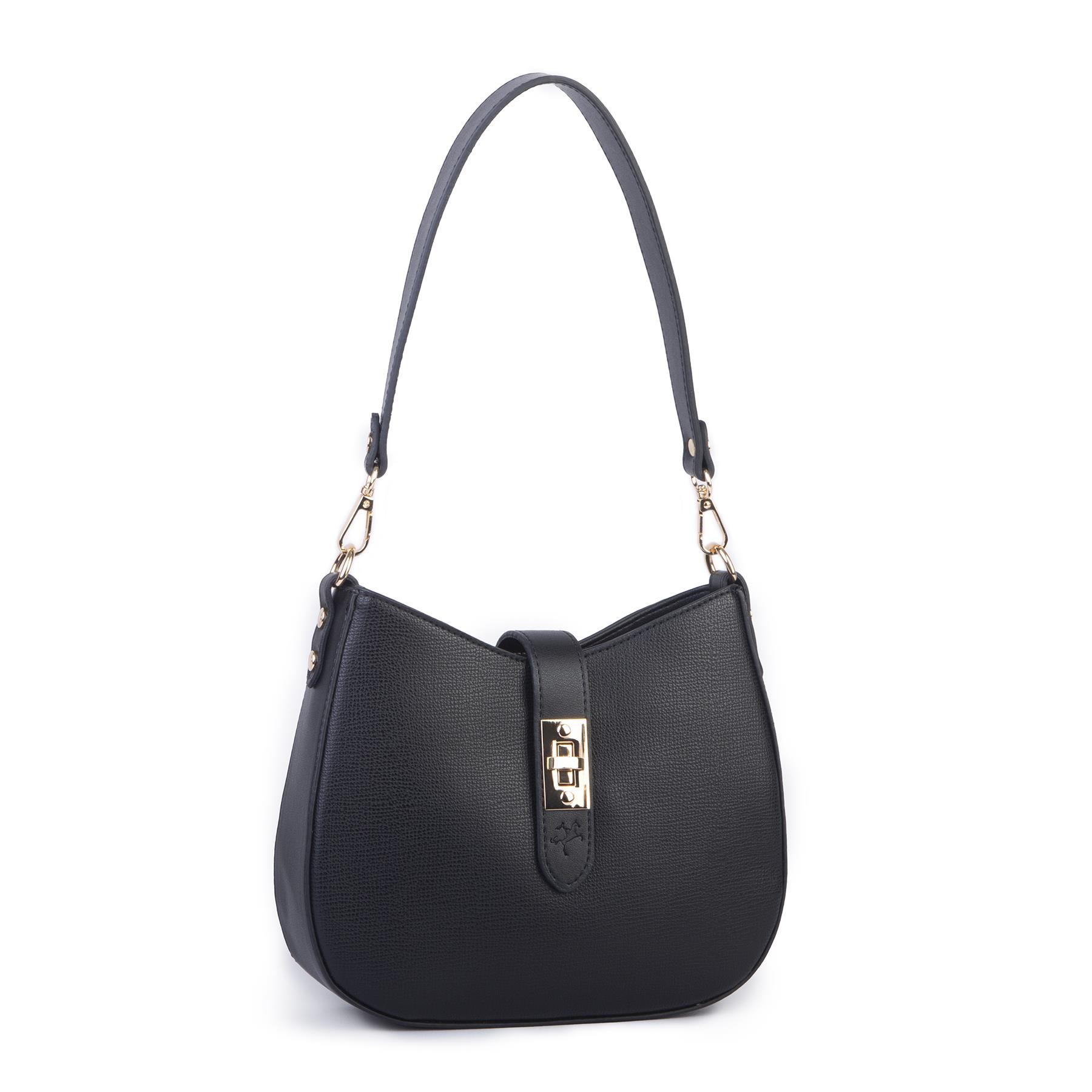 Nas Bag Kadın Oval Omuz ve Çapraz Çanta Siyah Liza