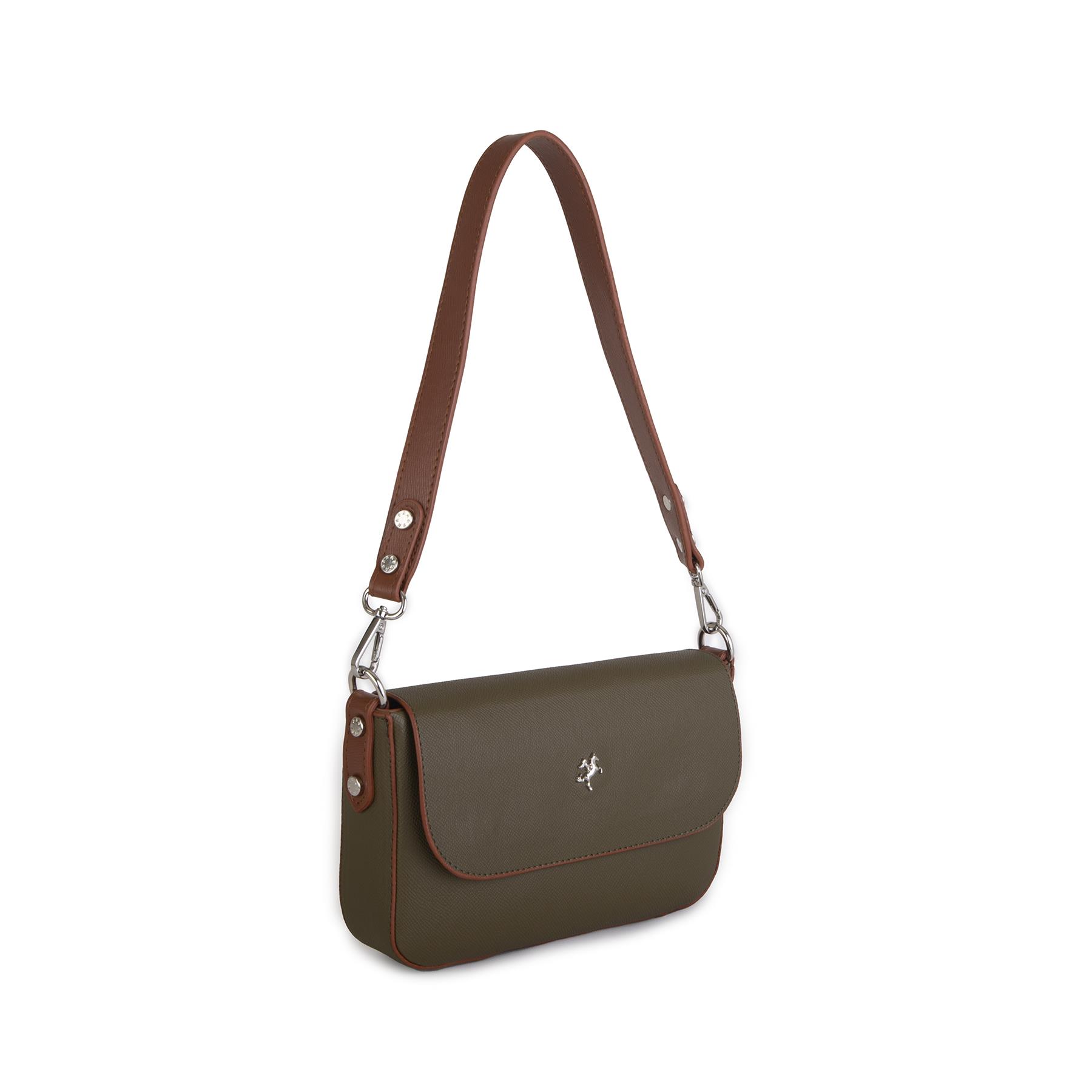 Nas Bag Kadın Postacı Çantası Çift Askılı Yeşil Taba Açelya(22x16x5 cm)