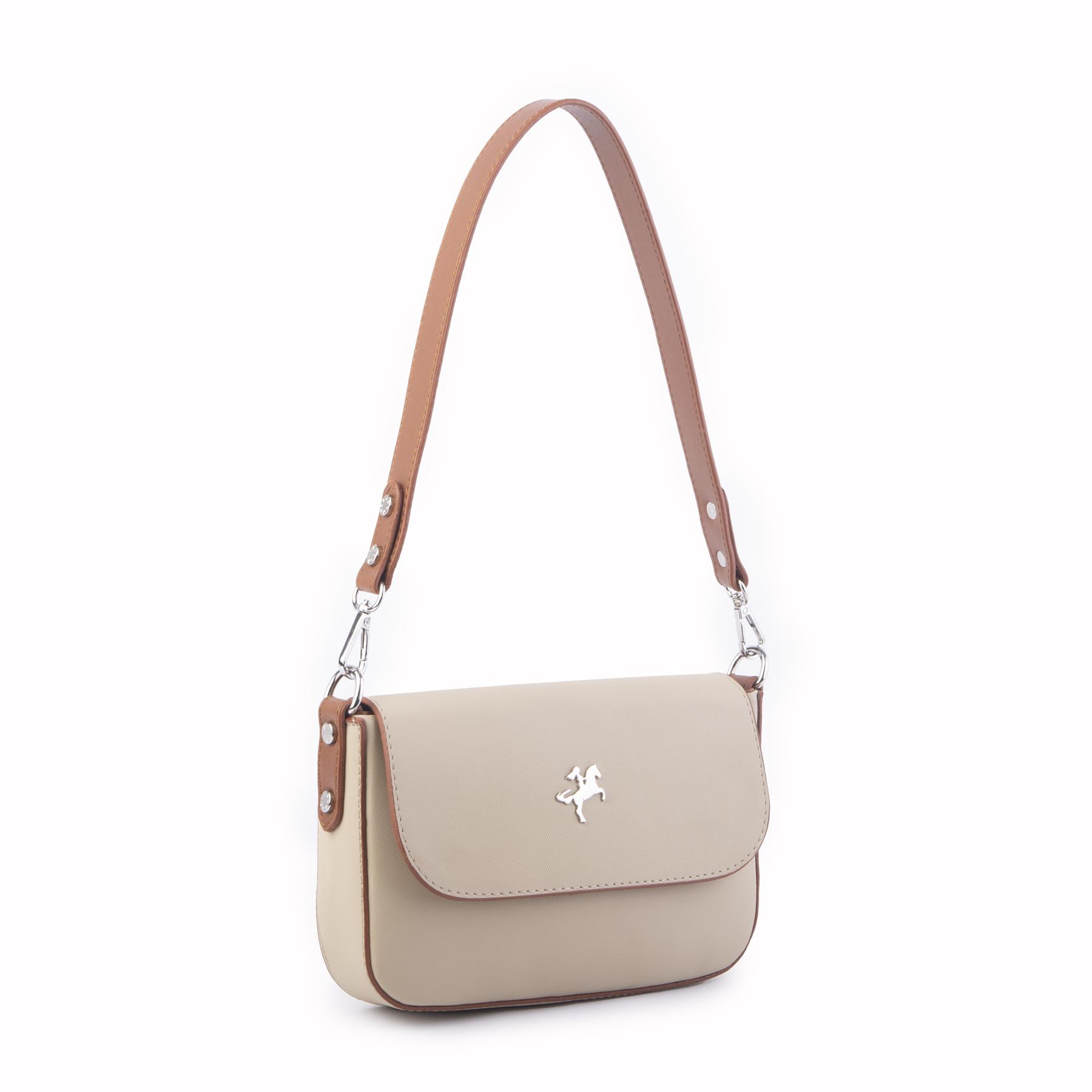 Nas Bag Kadın Postacı Çantası Çift Askılı Kum Taba Karaca  (22x16x5 cm)