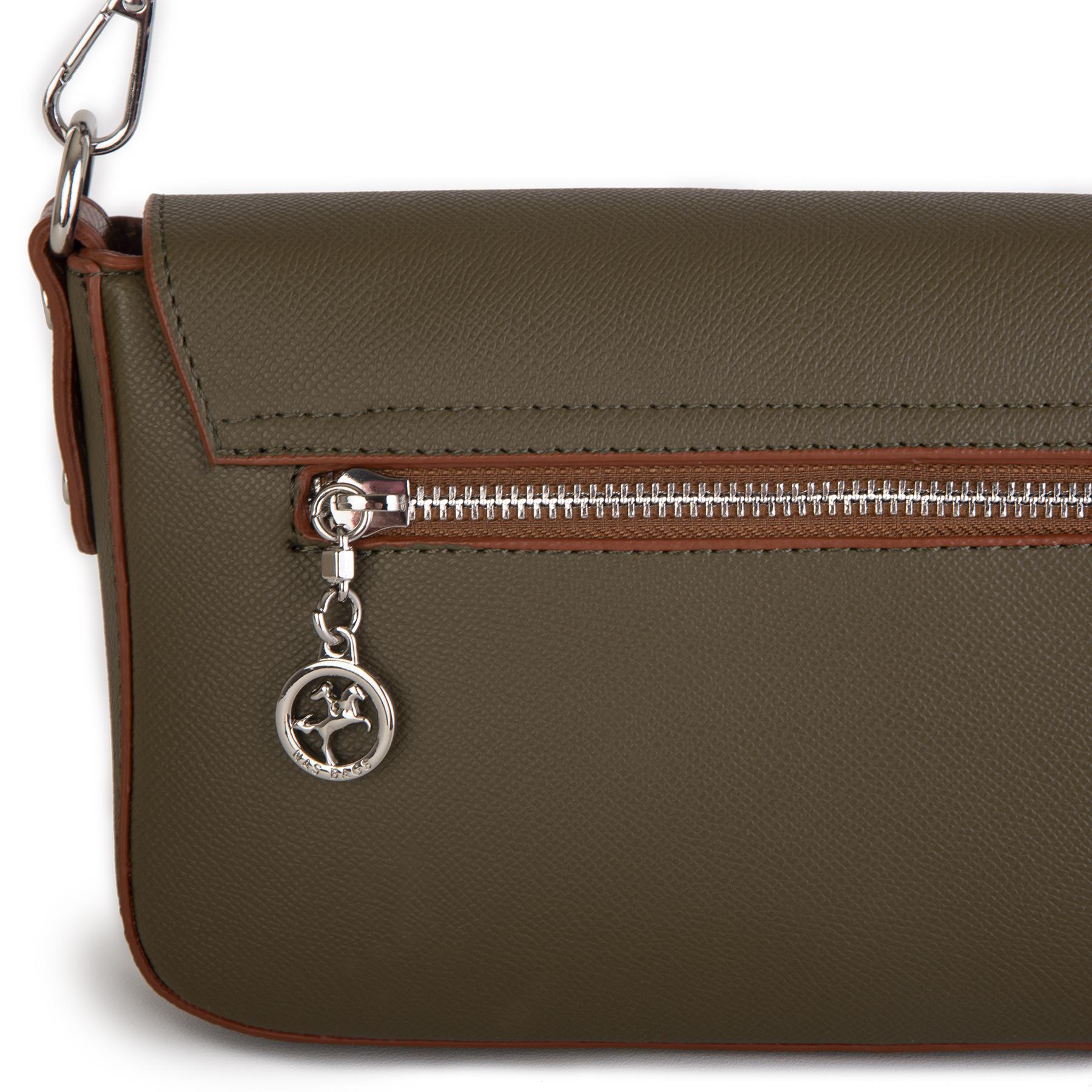Nas Bag Kadın Postacı Çantası Çift Askılı Yeşil Taba Açelya(22x16x5 cm)