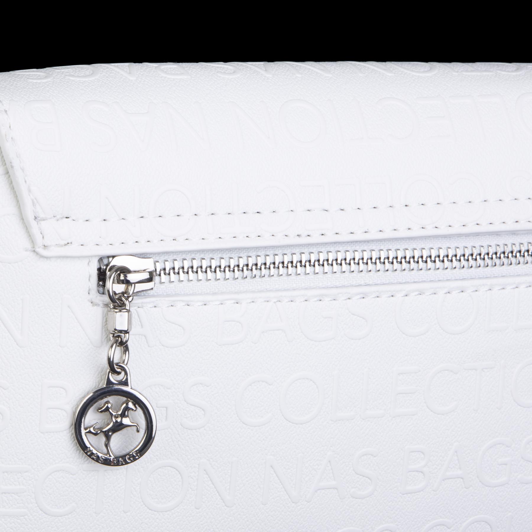 Nas Bag Kadın Postacı Çantası Çift Askılı Beyaz Gofraj  (22x16x5 cm)