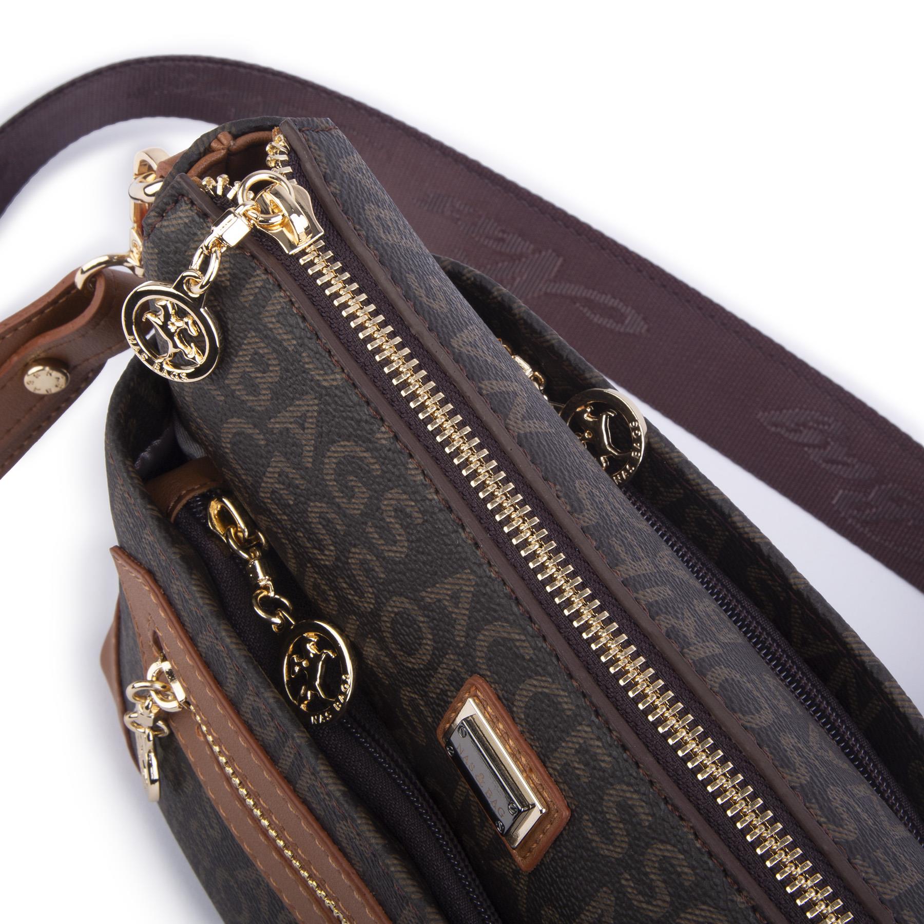 Nas Bag Kadın Postacı Çapraz Çanta Kahve Taba Yazılı (en 25 cm ; boy 22 cm )
