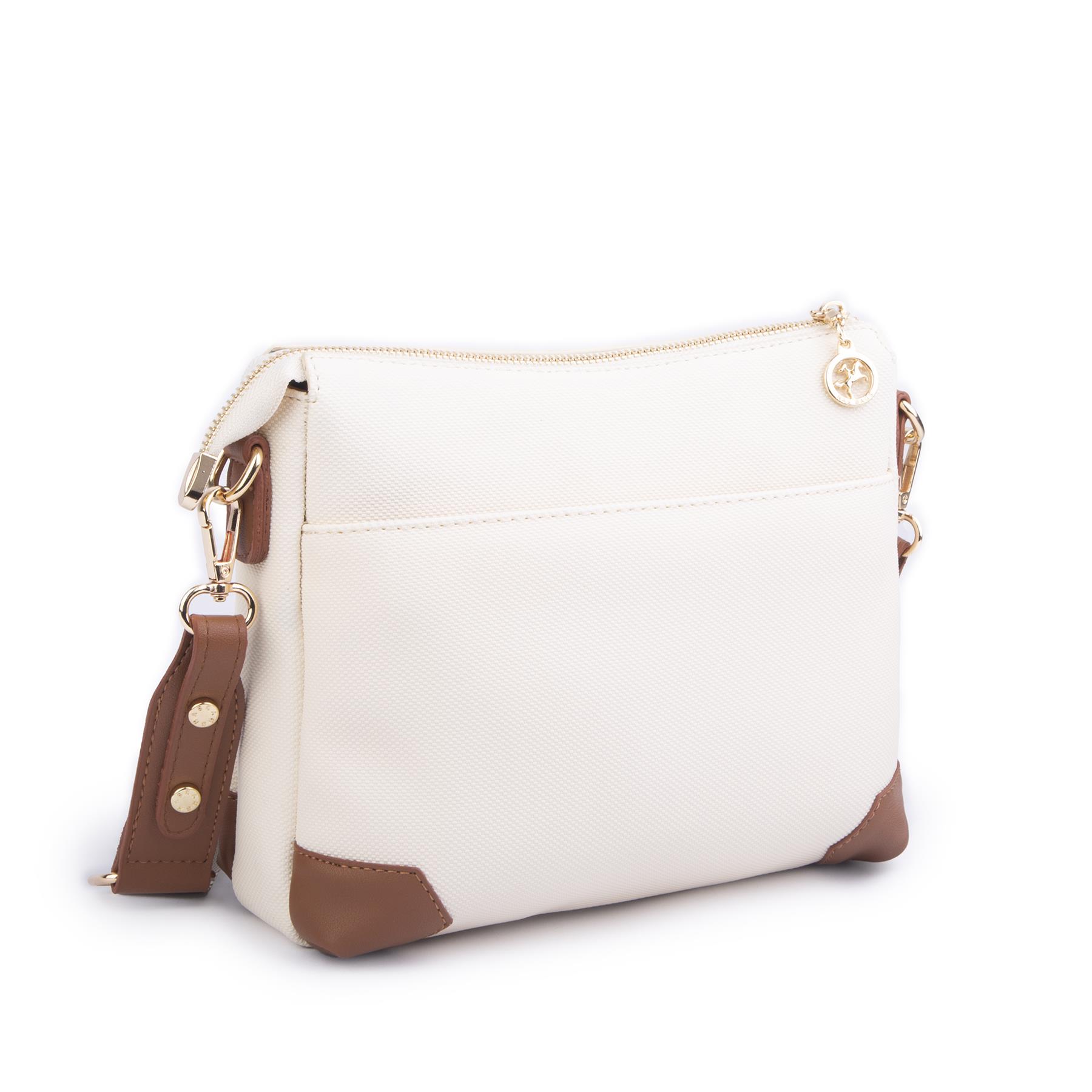 Nas Bag Kadın Postacı Çapraz Çanta Krem Taba Lacst (en 25 cm ; boy 22 cm )