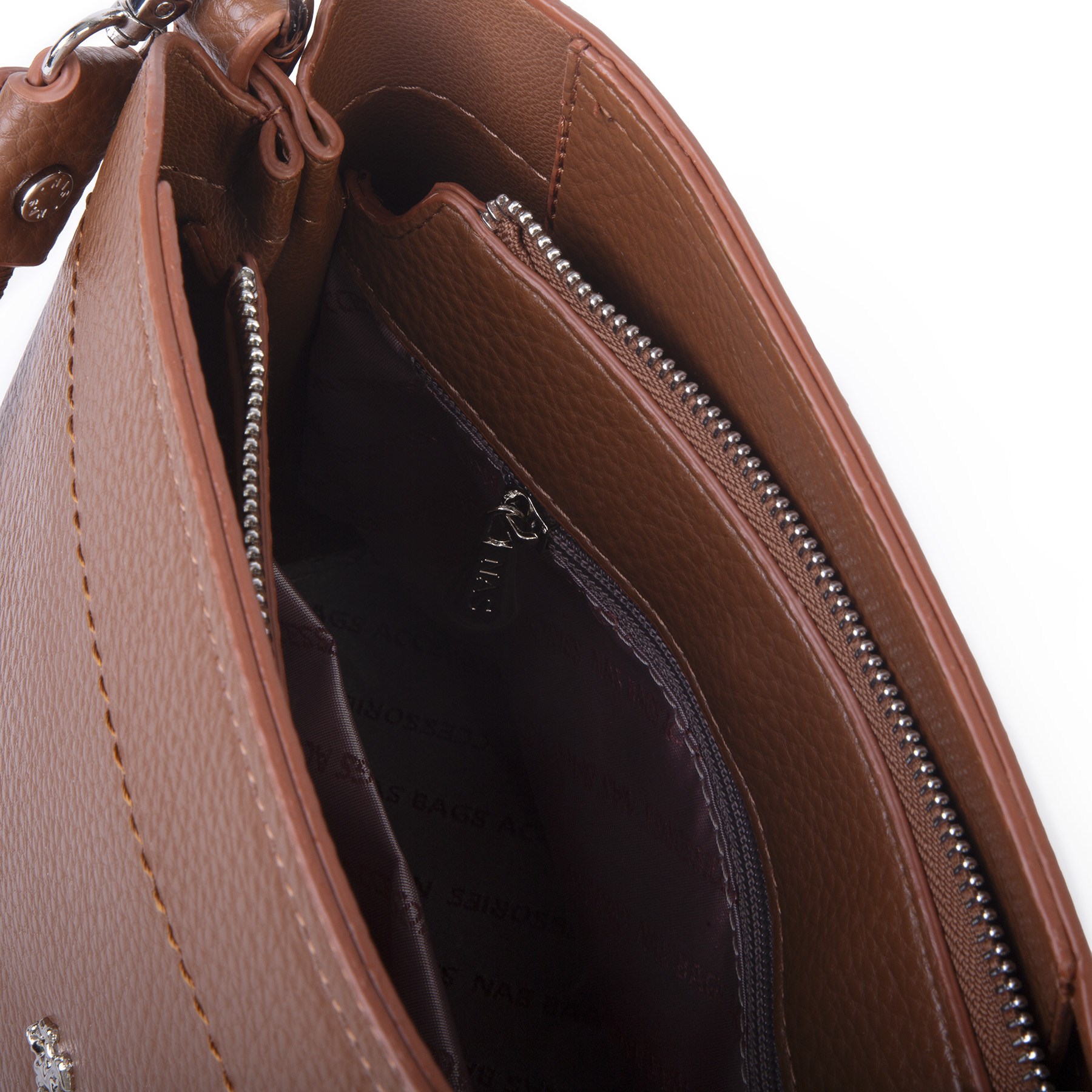 Nas Bag Kadın Sade Çift Askılı Yumuşak Dokulu Omuz ve Çapraz Çanta Taba