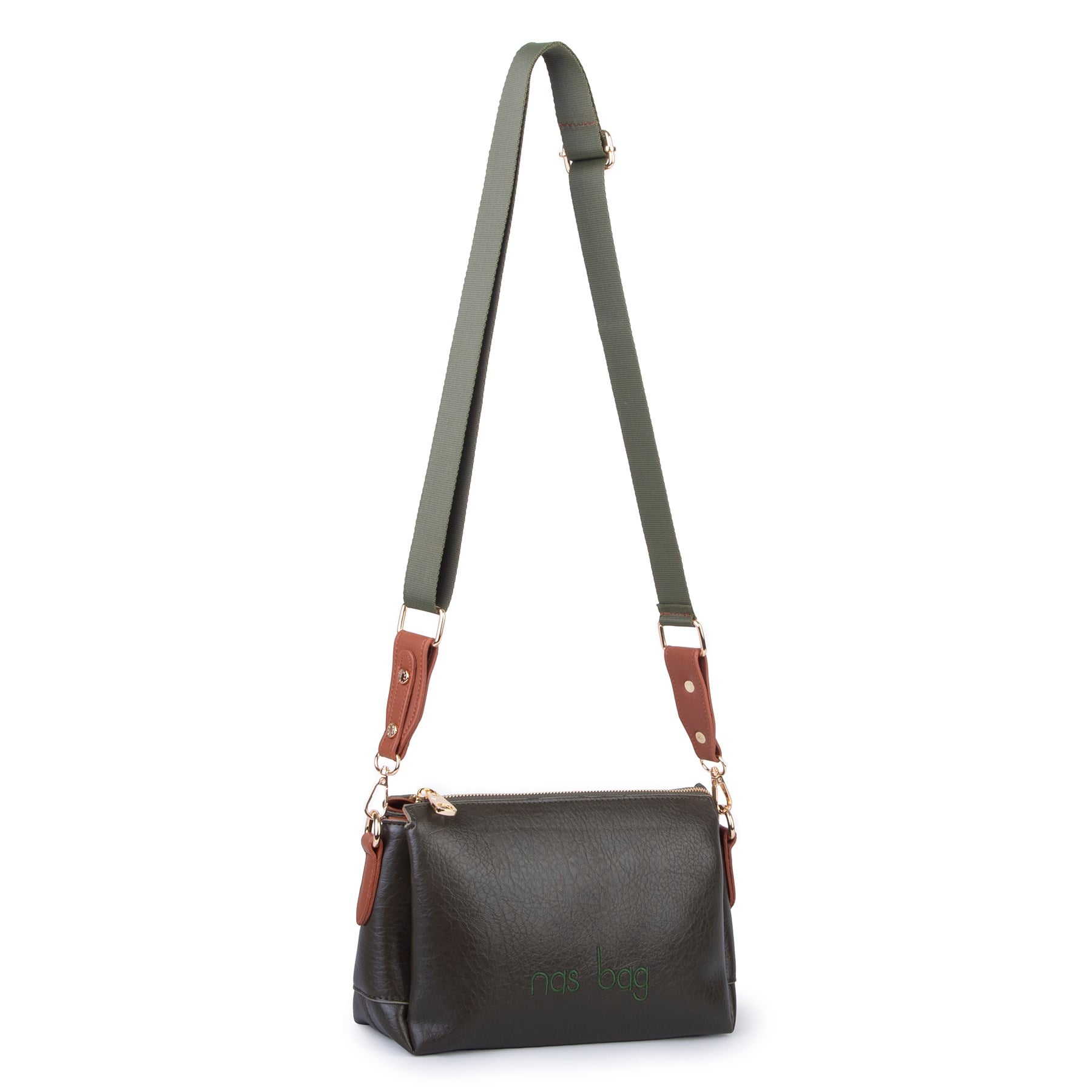 Nas Bag Kadın Sade Günlük Postacı Çantası ( 25x16 cm) Haki Taba Victoria