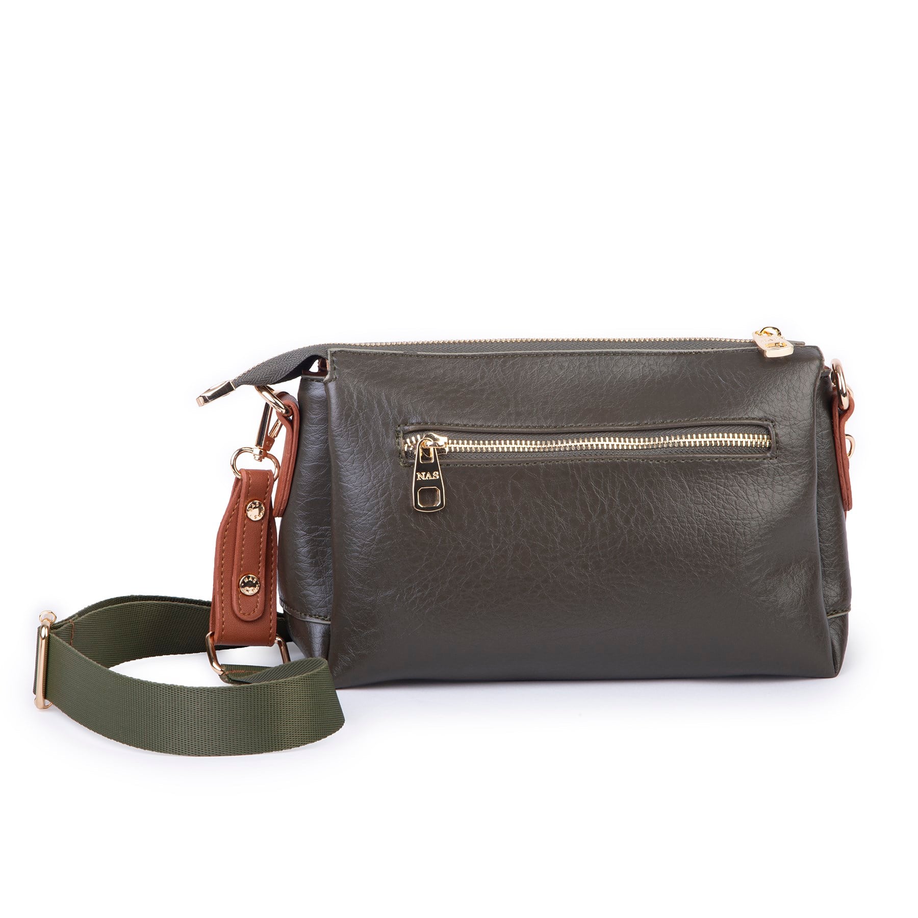 Nas Bag Kadın Sade Günlük Postacı Çantası ( 25x16 cm) Haki Taba Victoria