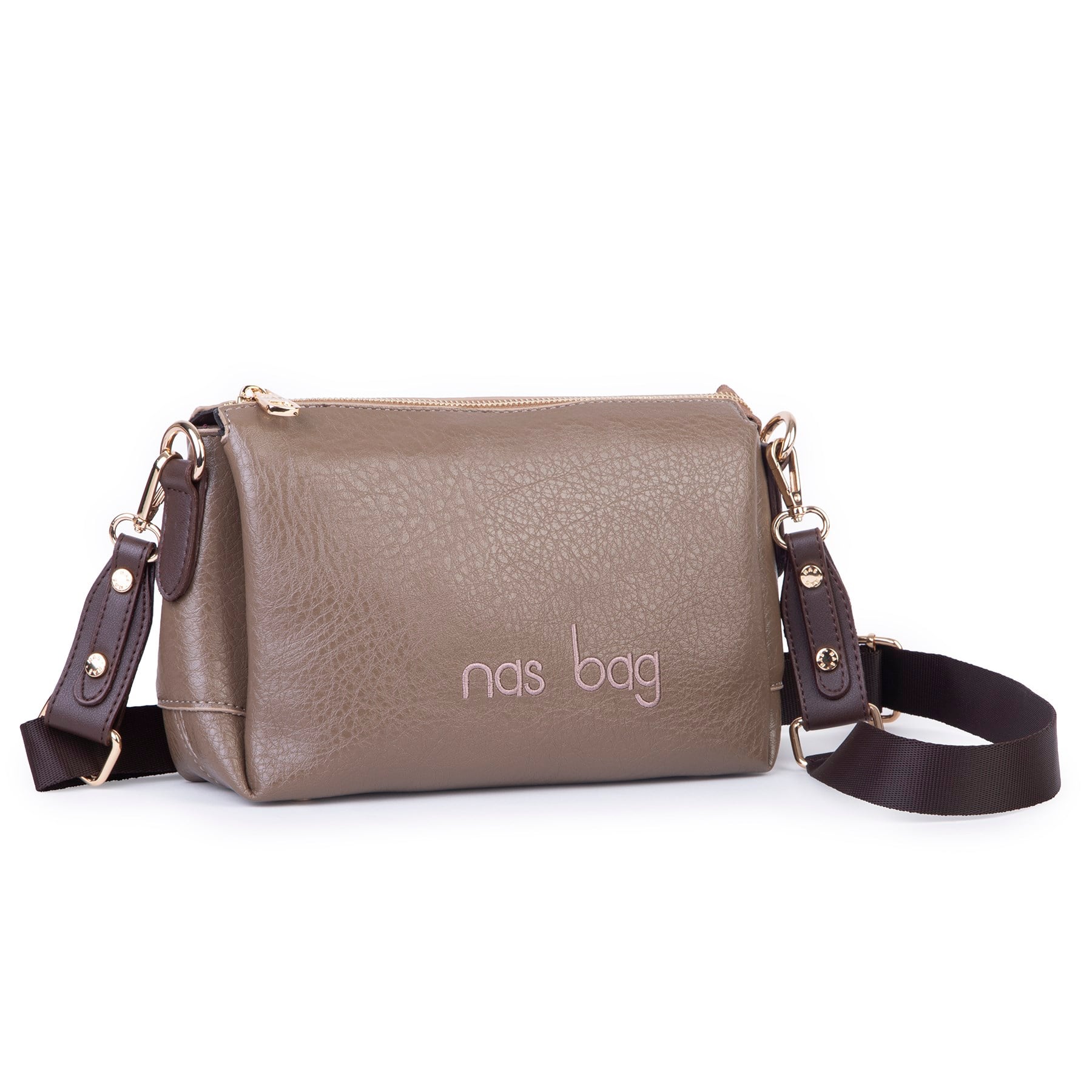 Nas Bag Kadın Sade Günlük Postacı Çantası ( 25x16 cm) Vizon Kahve Victoria