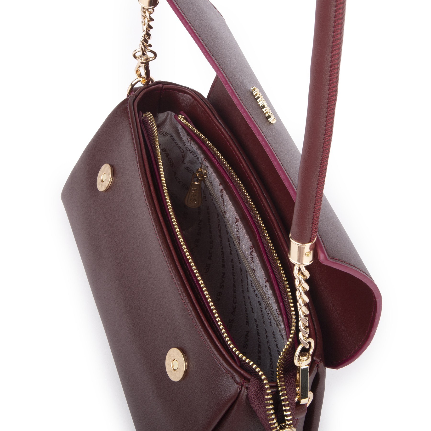 Nas Bag Kadın Sade Şık Omuz ve Çapraz Çanta (en 24 cm ;boy 12 cm ) Bordo