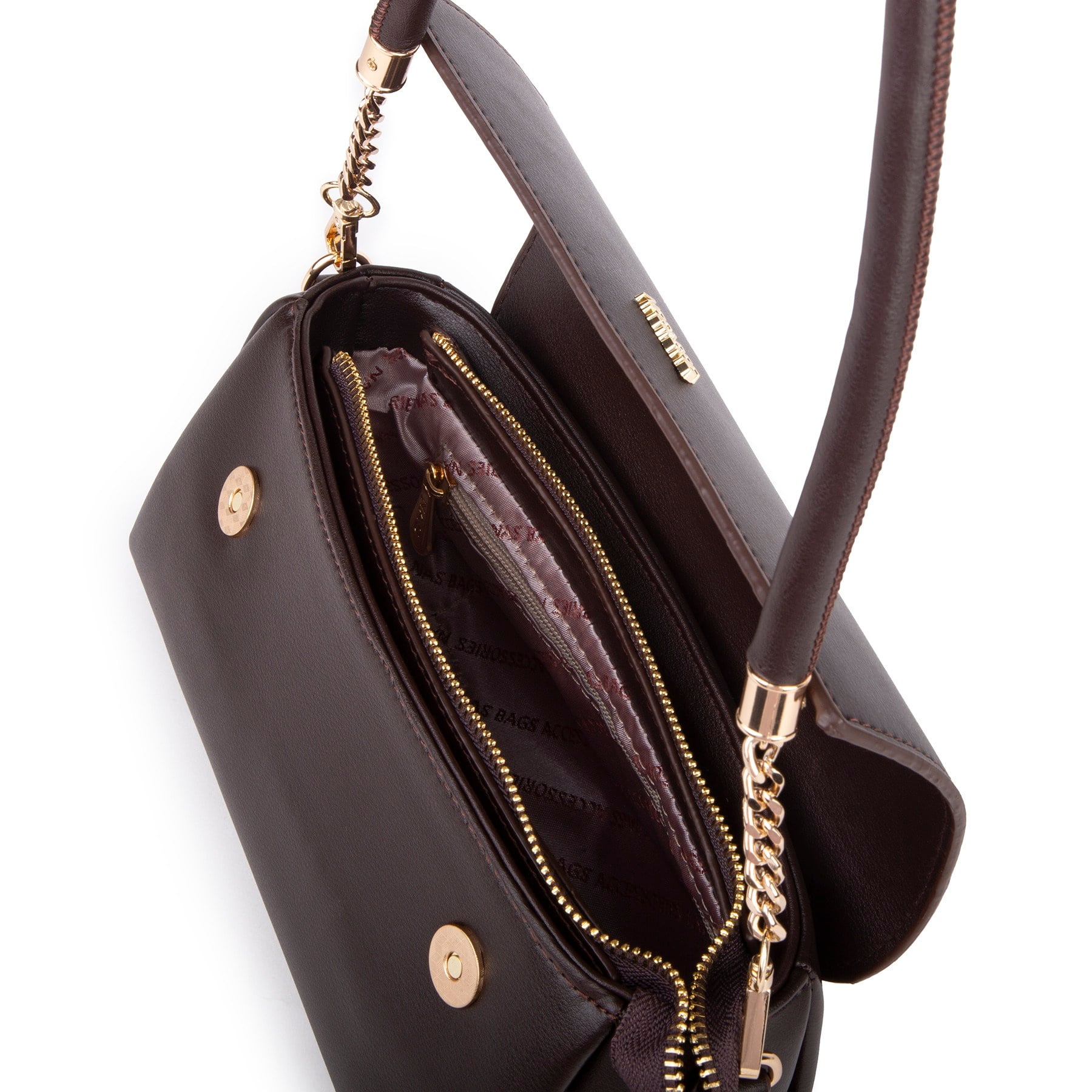 Nas Bag Kadın Sade Şık Omuz ve Çapraz Çanta (en 24 cm ;boy 12 cm ) Kahverengi