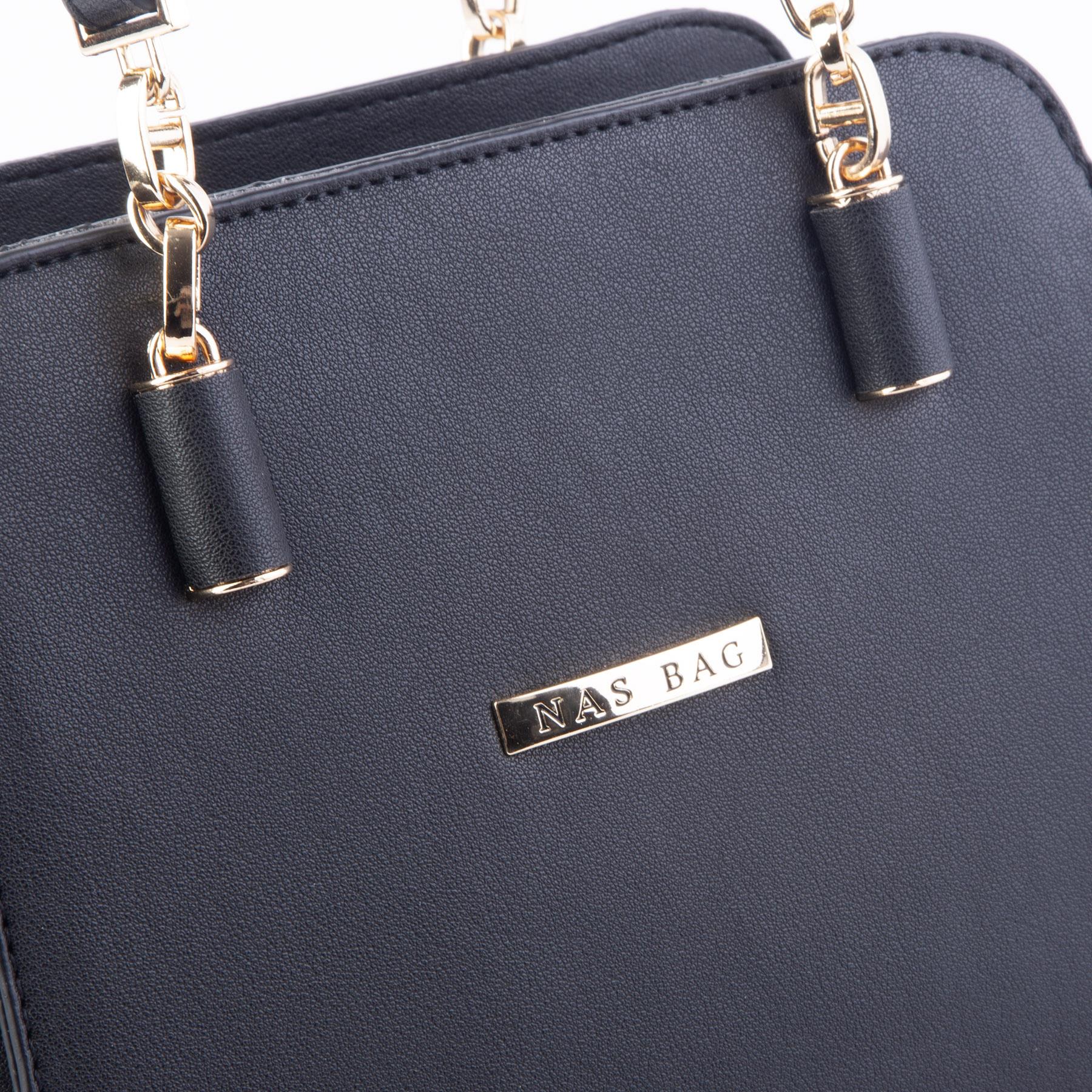 Nas Bag Kadın Sade ve Şık El ve Omuz Çantası Siyah Dona   (Ölçüsü:24x21x16)