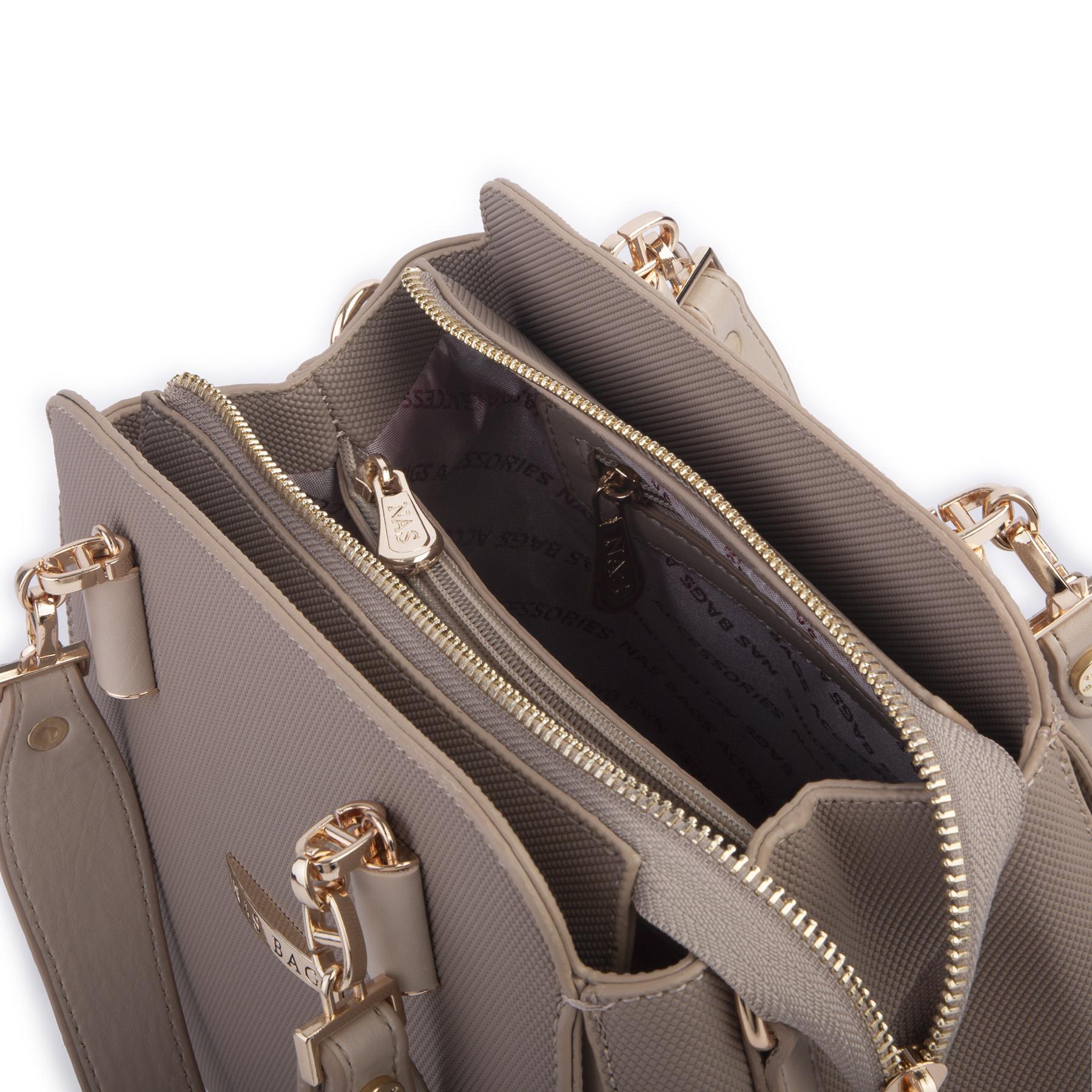 Nas Bag Kadın Sade ve Şık El ve Omuz Çantası Kum  Lacst  (Ölçüsü:24x21x16)