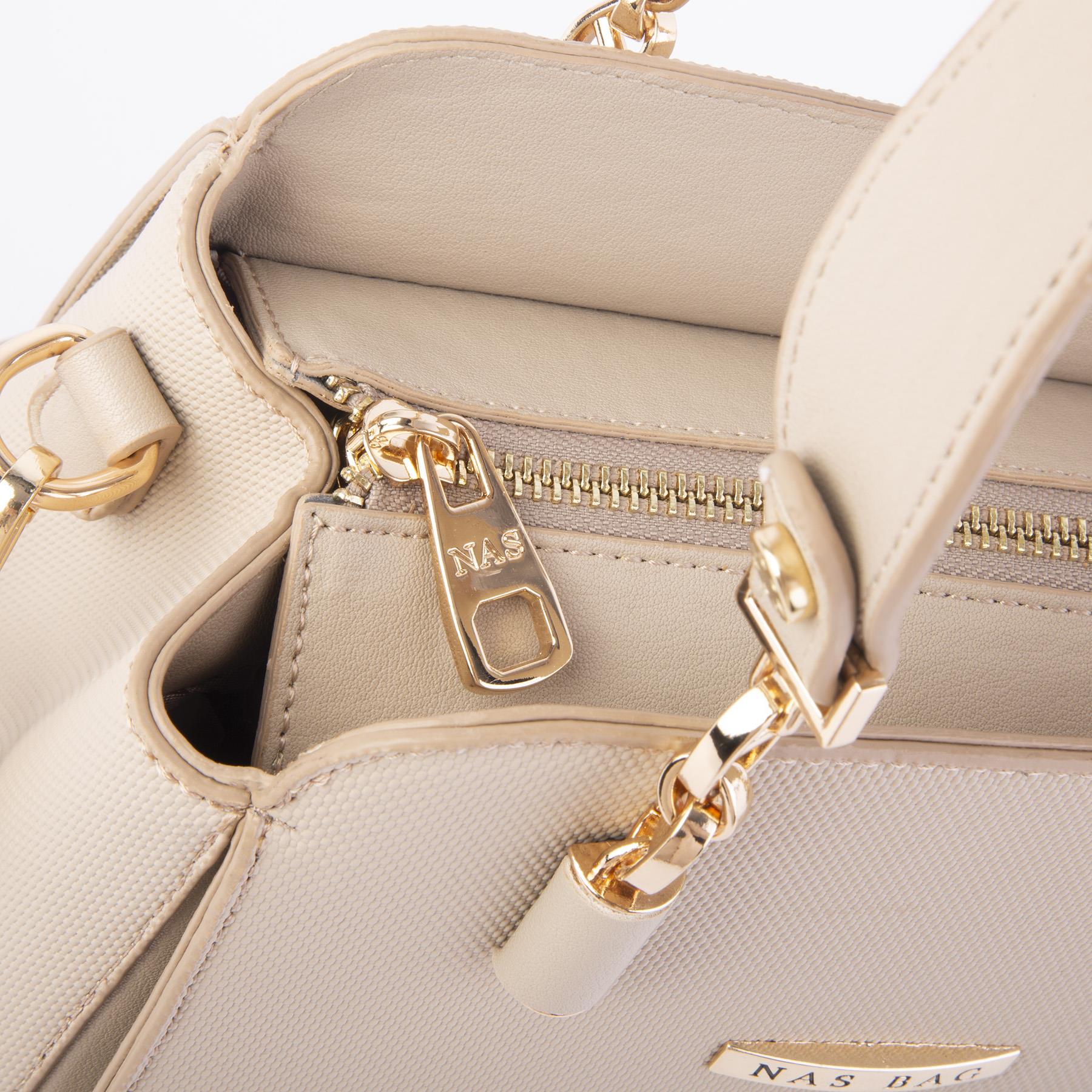 Nas Bag Kadın Sade ve Şık El ve Omuz Çantası Krem  Lacst (Ölçüsü:24x21x16)