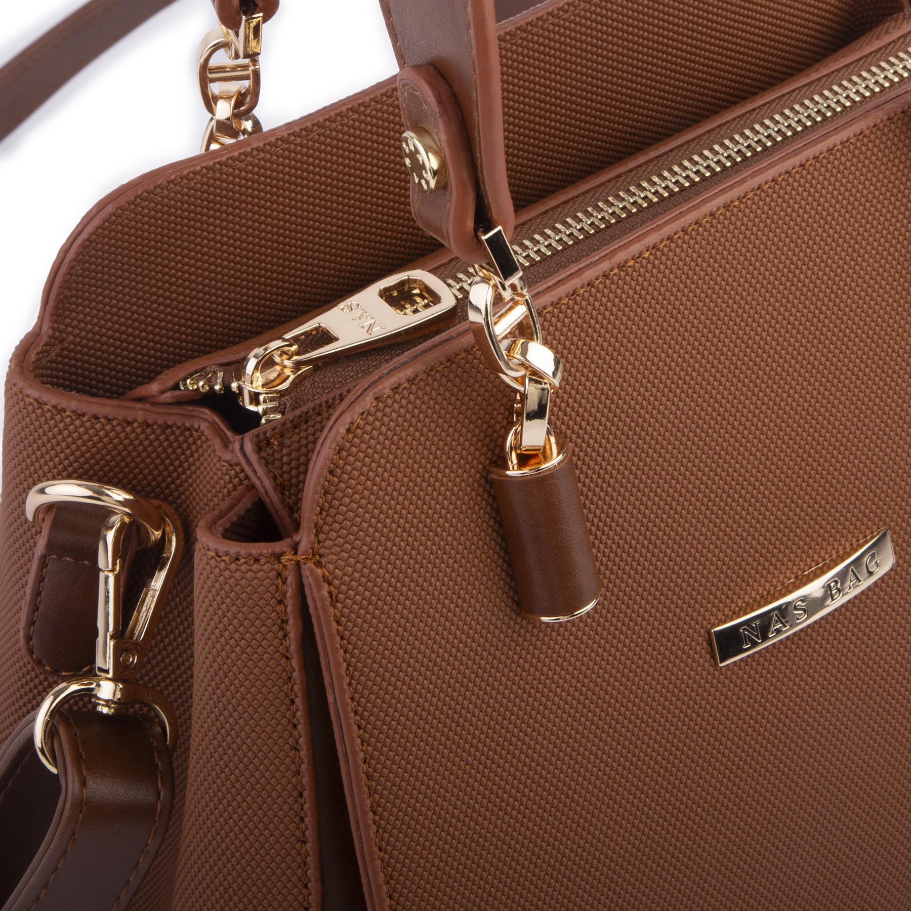 Nas Bag Kadın Sade ve Şık El ve Omuz Çantası Taba Lacst  (Ölçüsü:24x21x16)