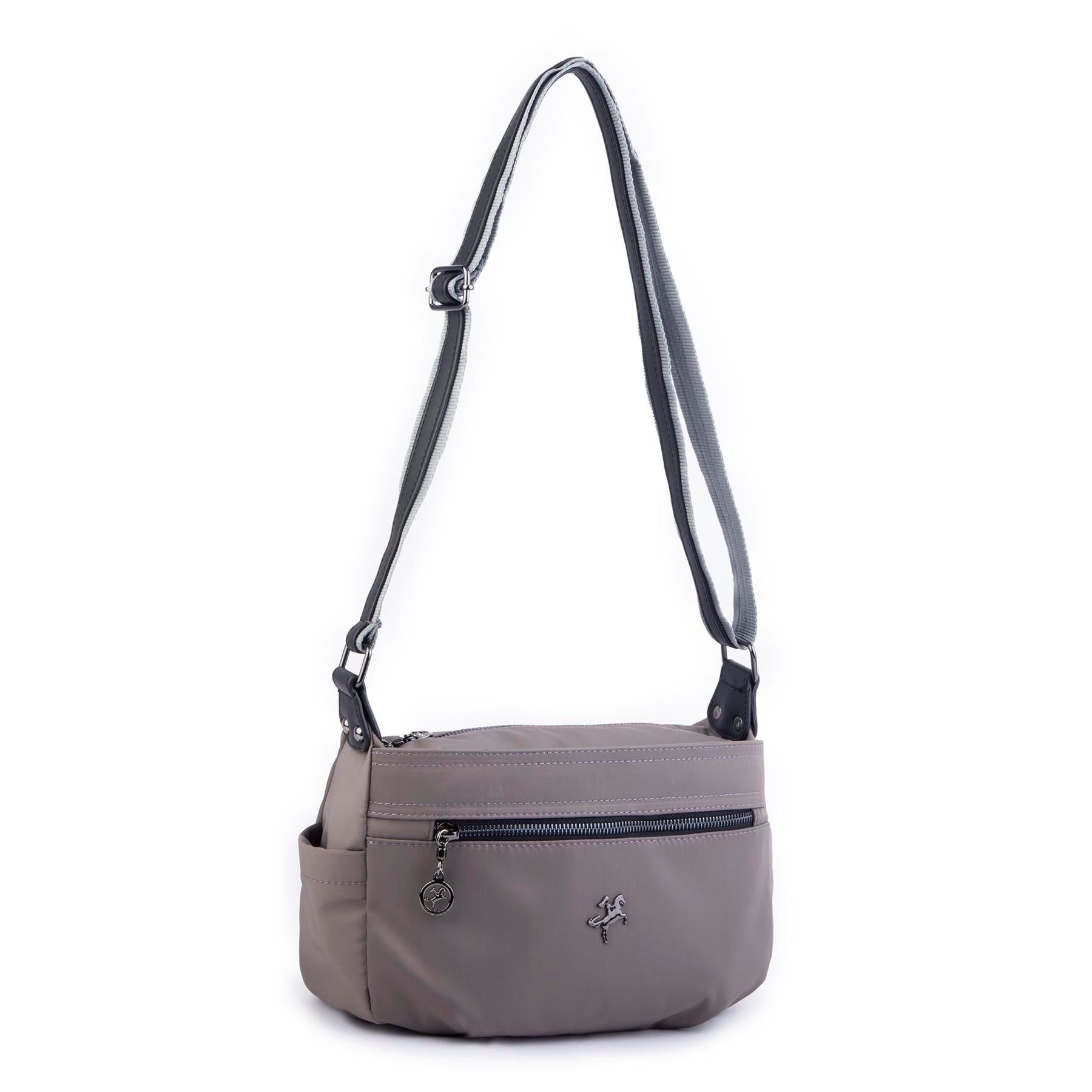 Nas Bag Kadın Salaş Çok Gözlü Çapraz Çanta Gri Siyah Buzzy ( en :30cm x boy: 20 cm )