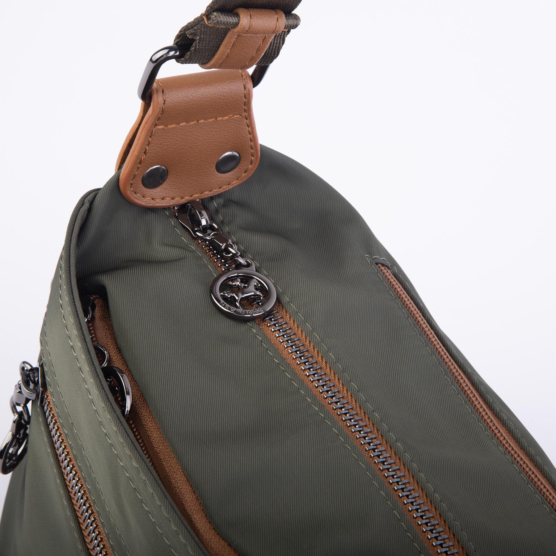 Nas Bag Kadın Salaş Çok Gözlü Çapraz Çanta Yeşil Taba  Buzzy   ( en :30cm x boy: 20 cm )