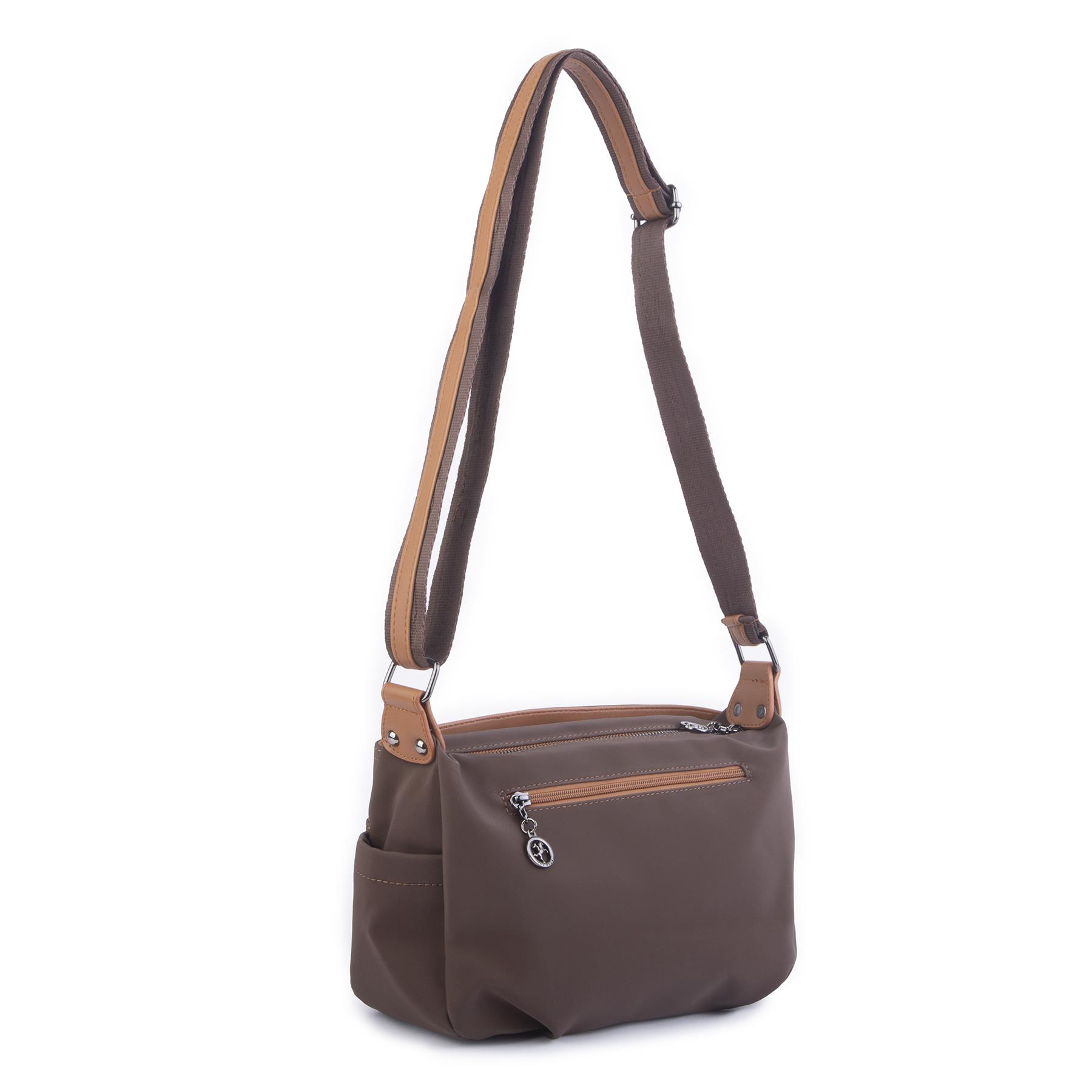 Nas Bag Kadın Salaş Çok Gözlü Çapraz Çanta Kahve Taba  Buzzy ( en :30cm x boy: 20 cm )