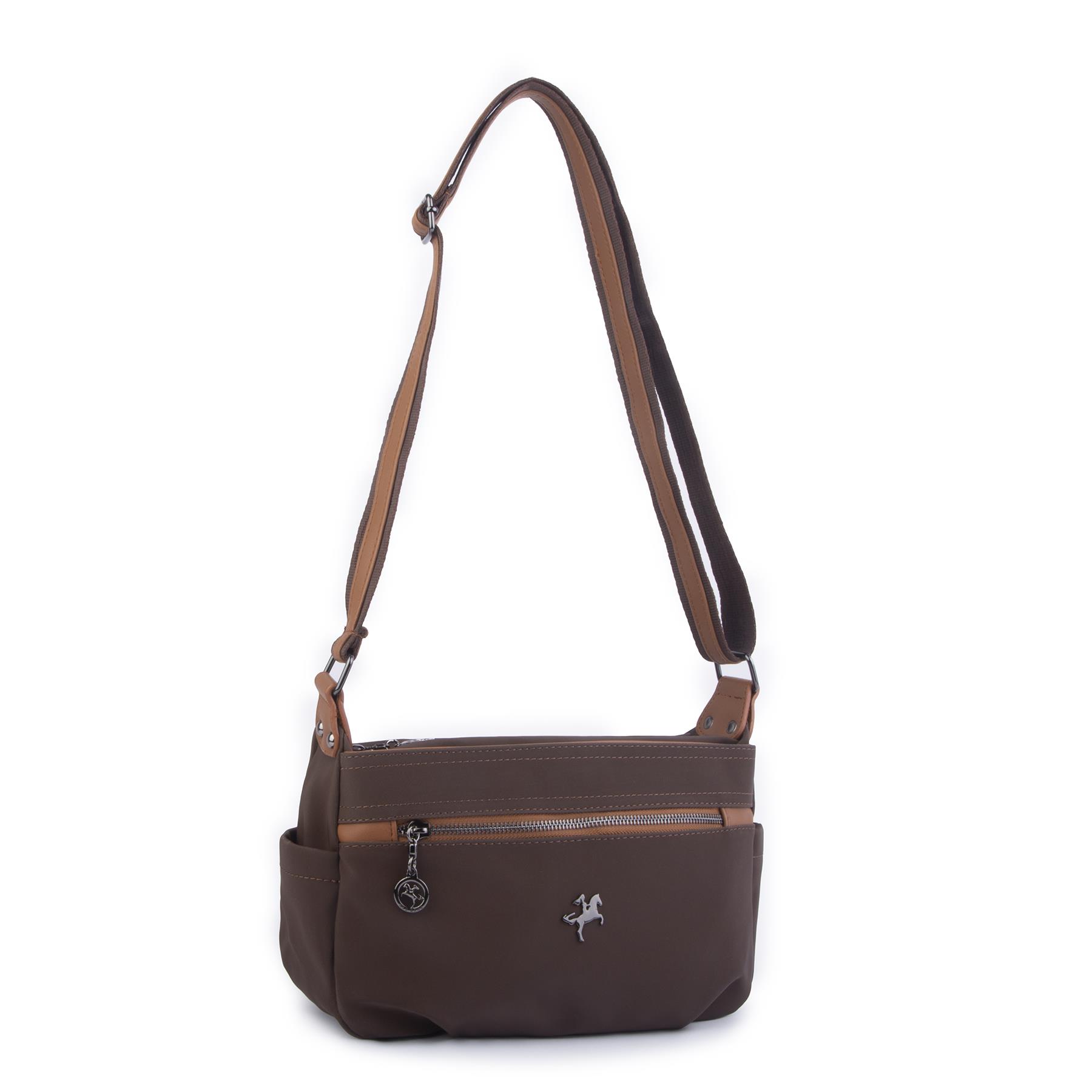 Nas Bag Kadın Salaş Çok Gözlü Çapraz Çanta Kahve Taba  Buzzy ( en :30cm x boy: 20 cm )