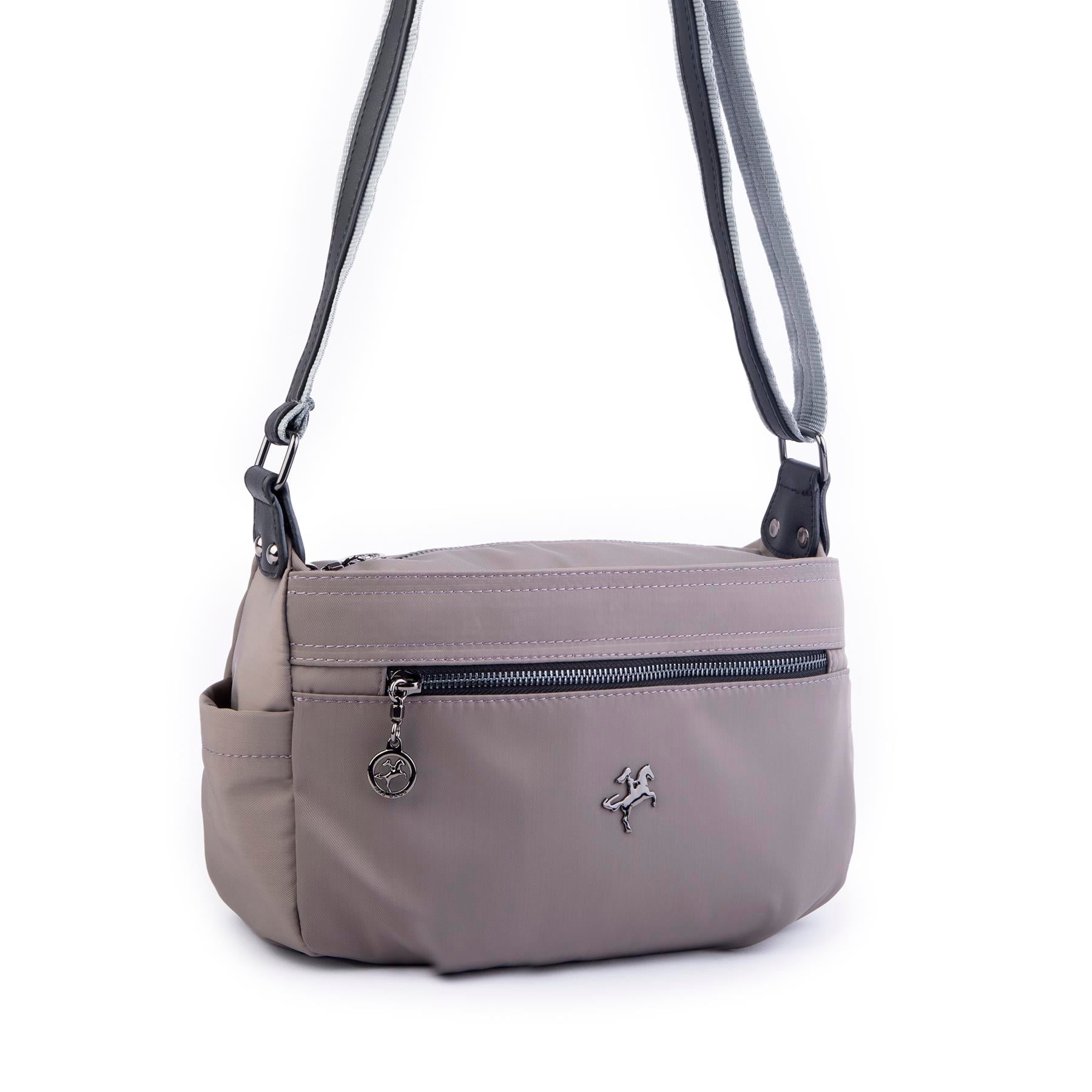 Nas Bag Kadın Salaş Çok Gözlü Çapraz Çanta Gri Siyah Buzzy ( en :30cm x boy: 20 cm )
