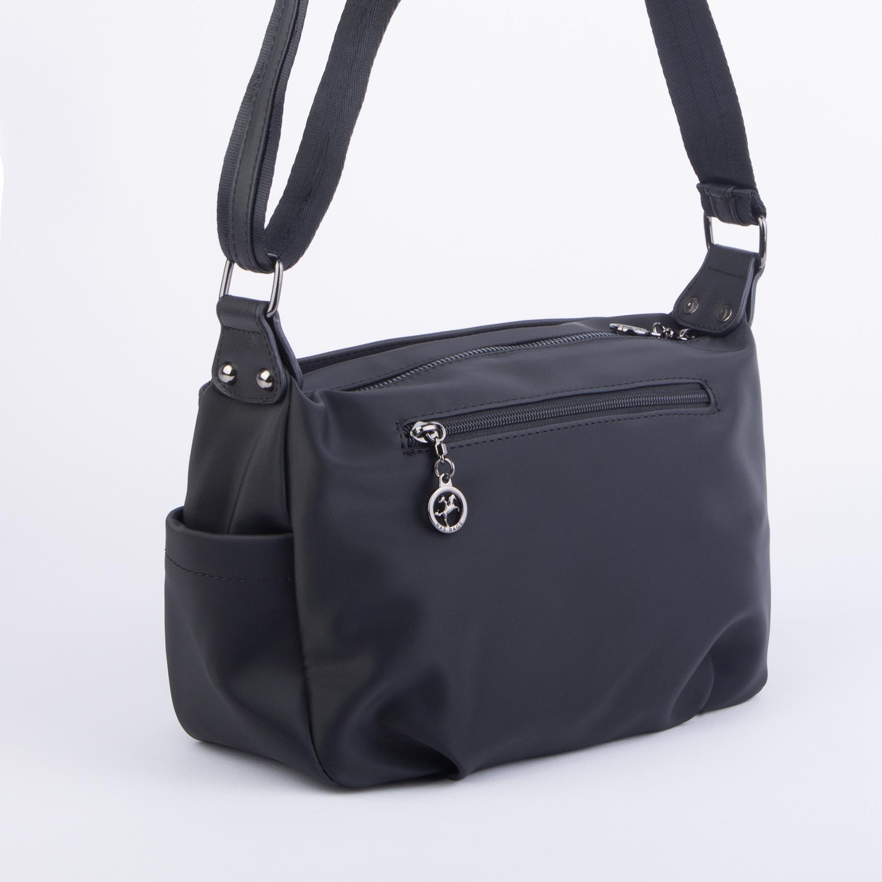 Nas Bag Kadın Salaş Çok Gözlü Çapraz Çanta Siyah  Buzzy   ( en :30cm x boy: 20 cm )