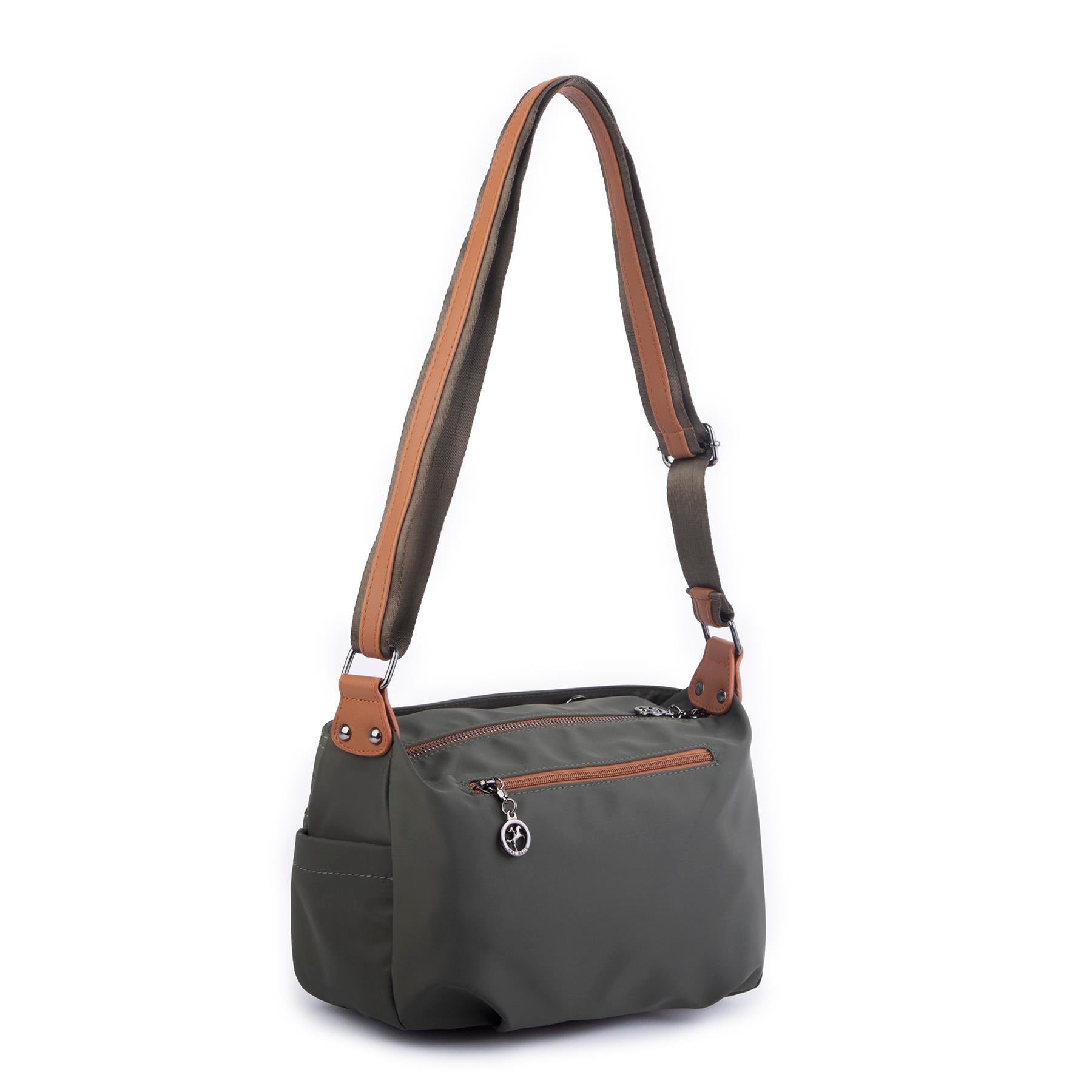 Nas Bag Kadın Salaş Çok Gözlü Çapraz Çanta Yeşil Taba  Buzzy   ( en :30cm x boy: 20 cm )