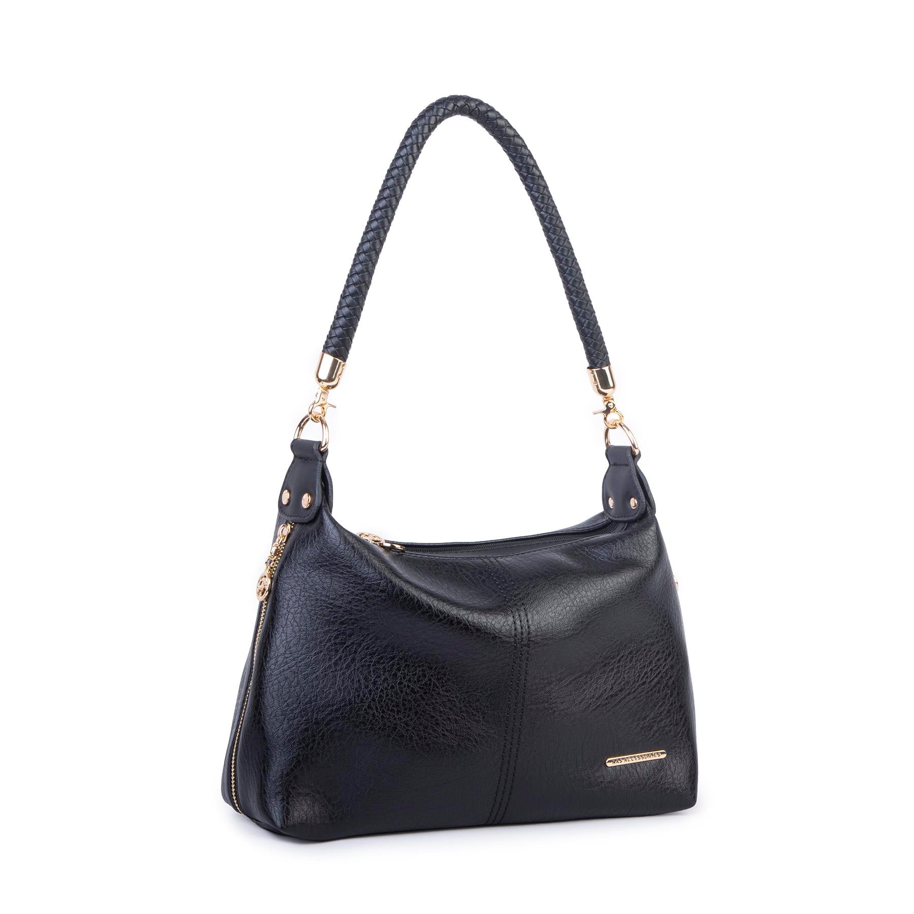 Nas Bag Kadın Şık Örgülü El yapımı Askılı Omuz ve Çapraz Çanta Siyah Victoria