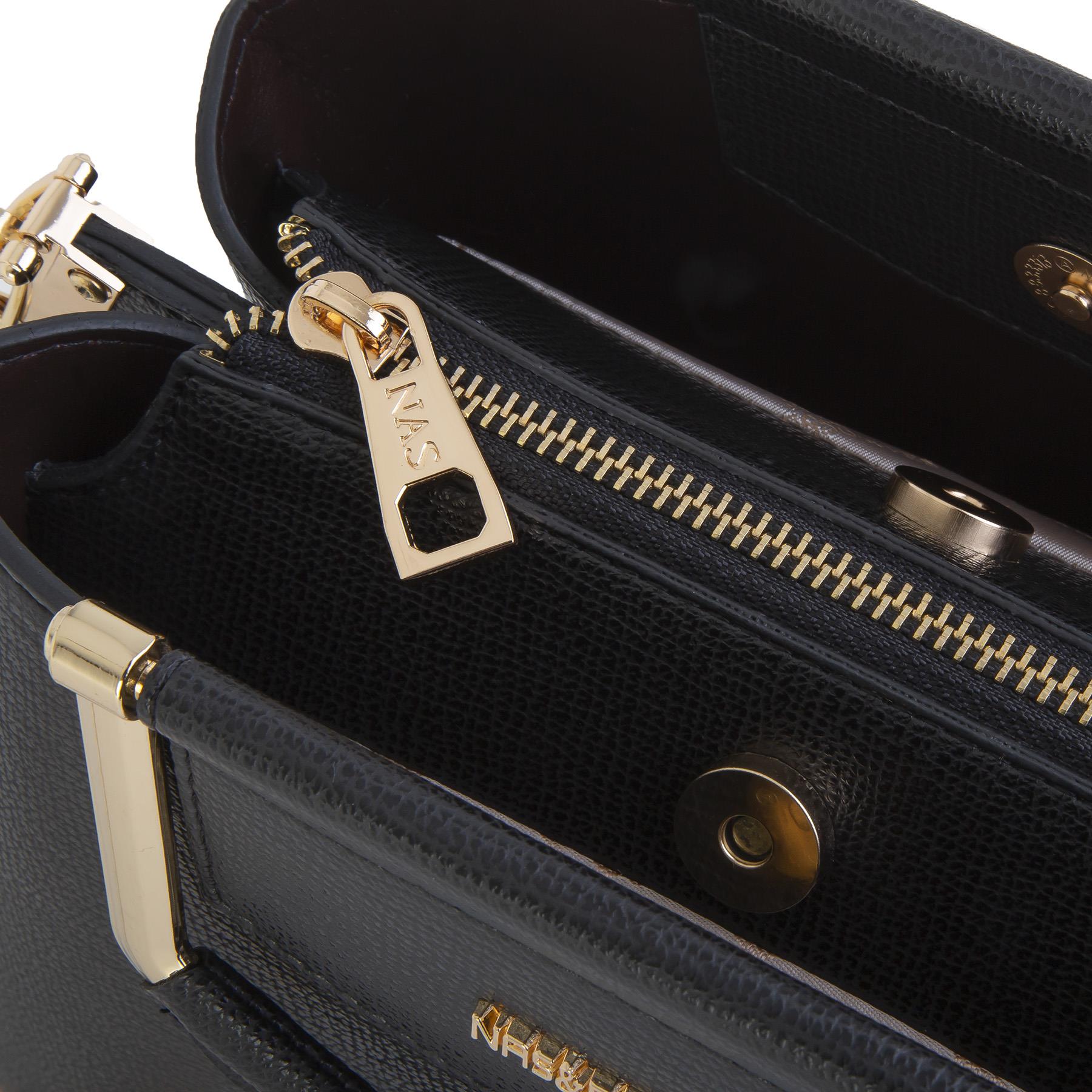 Nas Bag Kadın Şık Zincirli El ve Omuz Çantası Midiboy Siyah Liza 27x 19 cm 