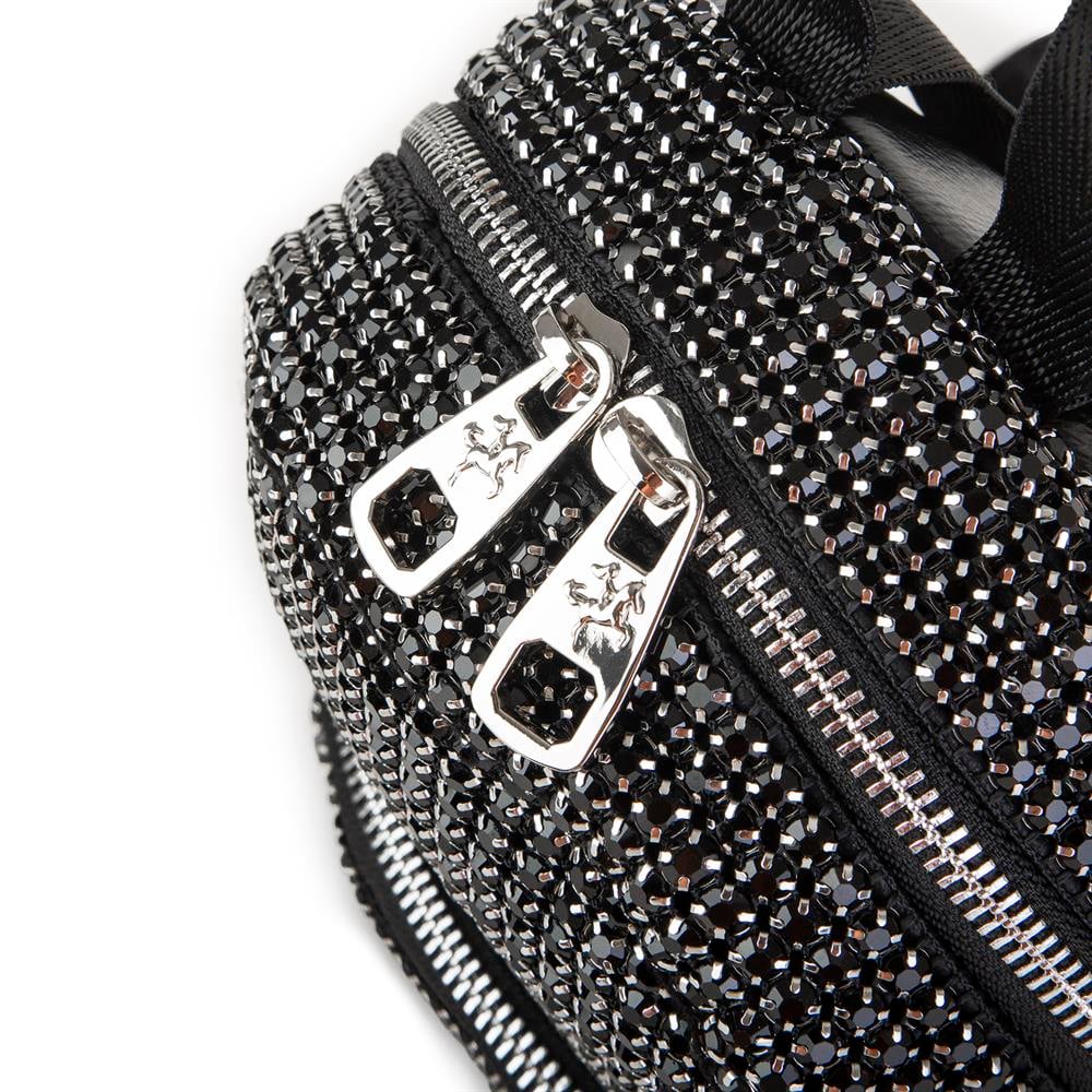 Nas Bag Kadın Sırt Çantası Black  Diamond  Siyah Taşlı Şık Mini Çanta