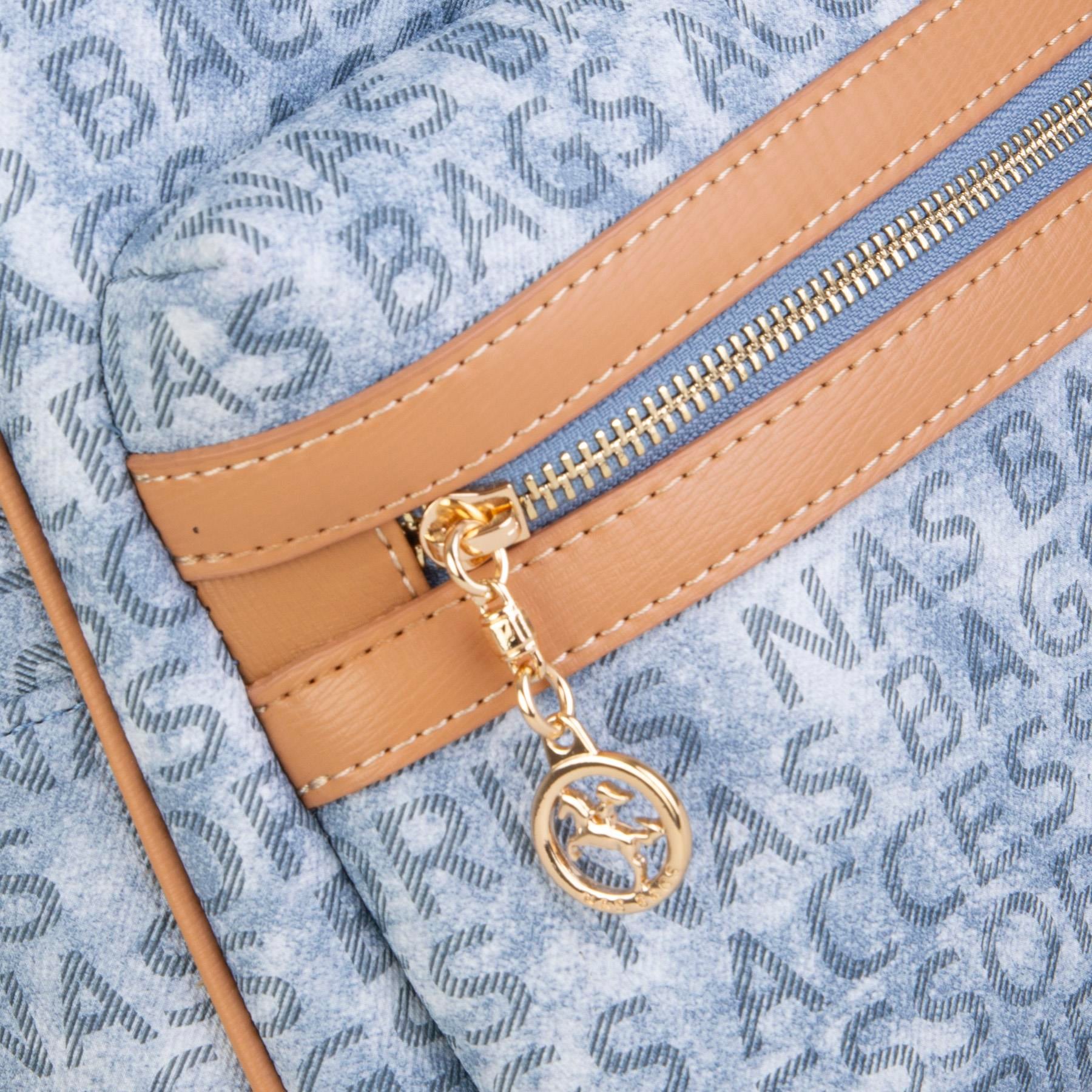 Nas Bag Kadın Sırt Çantası Geniş Hacimli Kot Camel Yazılı