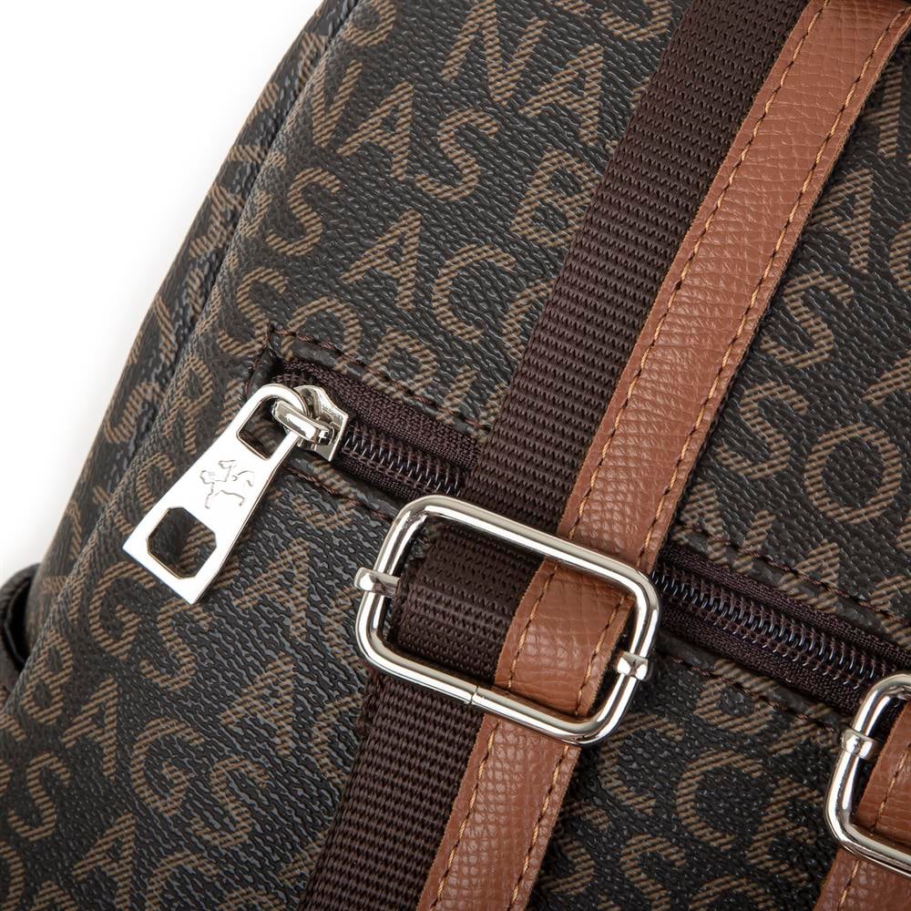 Nas Bag  Büyük Boy Geniş İç Hacim  Kadın Sırt Çantası Kahve Taba Yazılı