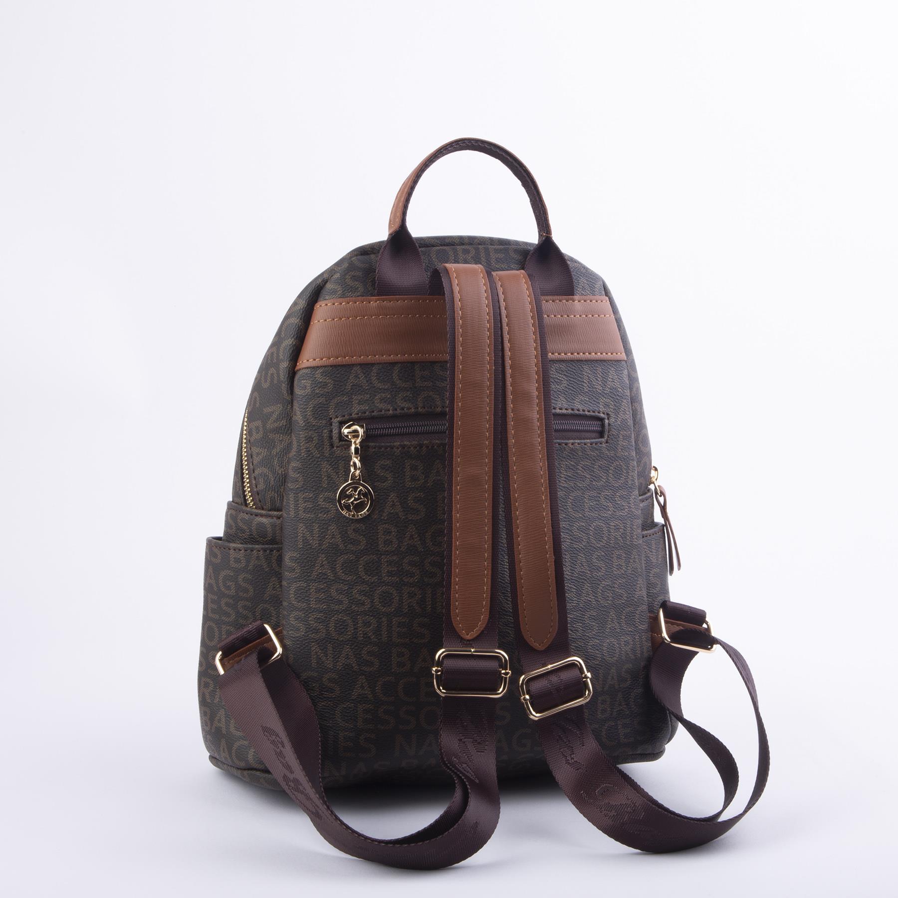 Nas Bag Kadın Sırt Çantası Kahve Taba Yazılı (en:28 ; boy:30cm)