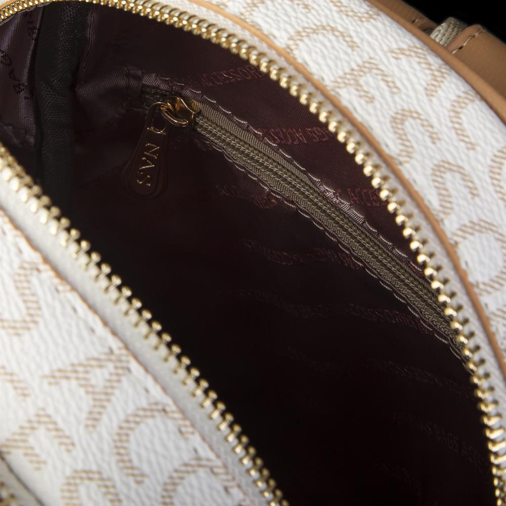 Nas Bag Kadın Sırt Çantası Krem Camel Yazılı 