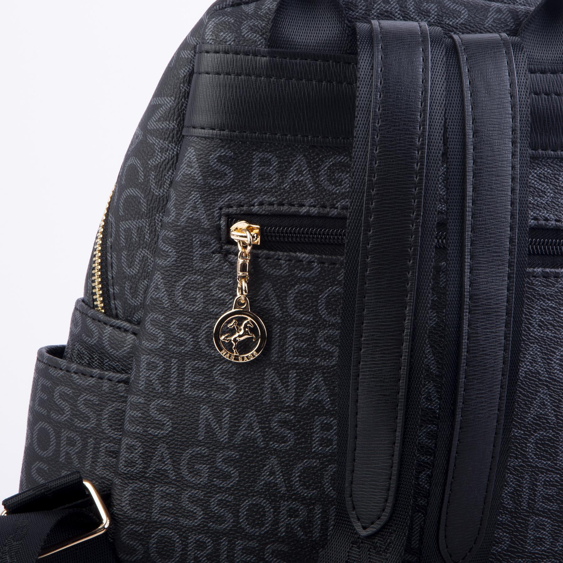 Nas Bag Kadın Sırt Çantası Siyah Yazılı  (en:28 ; boy:30cm)