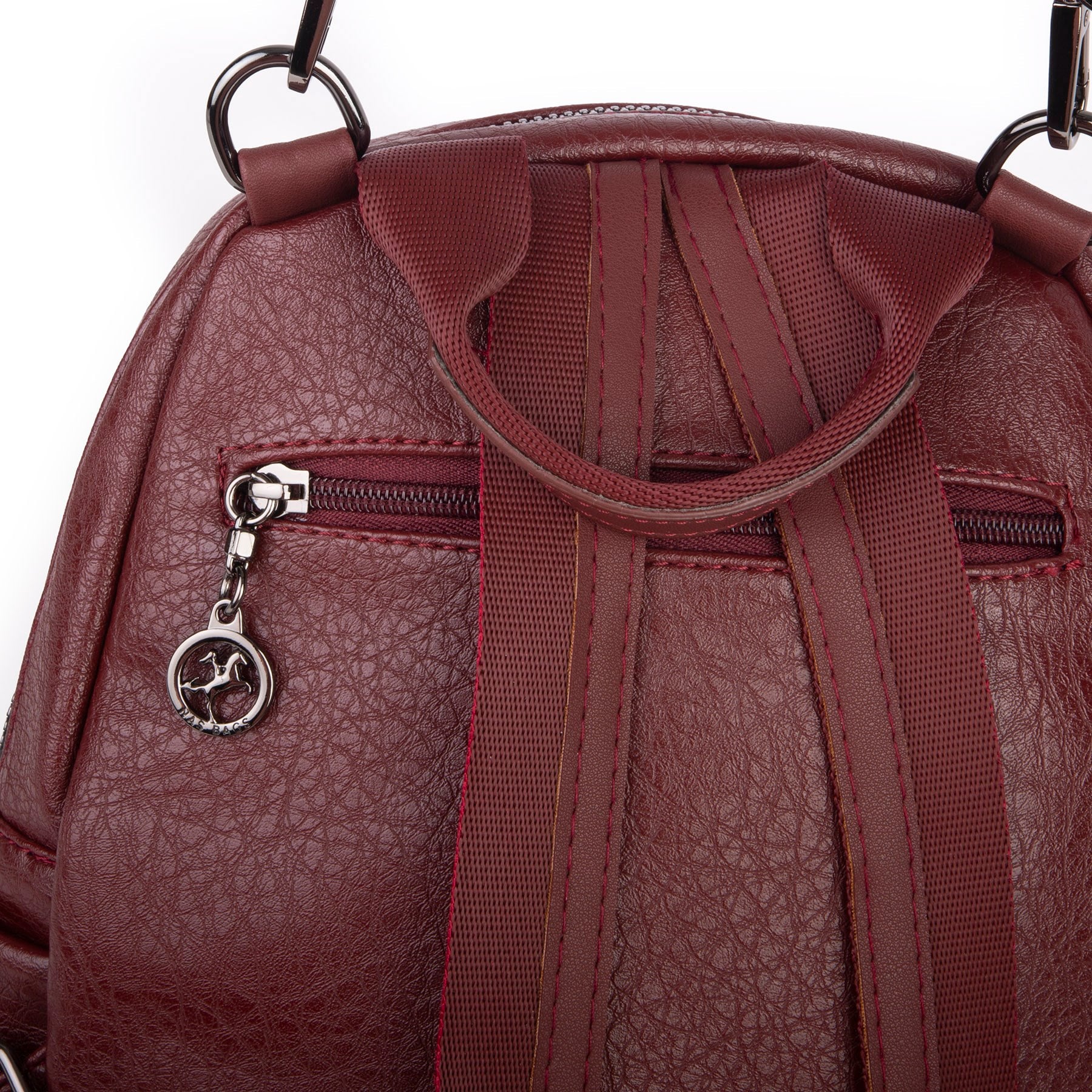 Nas Bag Kadın Sırt Çantası ve Omuz Çantası Dönüştürülebilir Tasarımlı Ürün Bordo Victoria