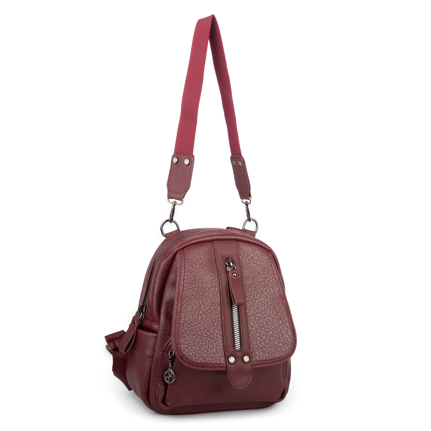 Nas Bag Kadın Sırt Çantası ve Omuz Çantası Dönüştürülebilir Tasarımlı Ürün Bordo Victoria
